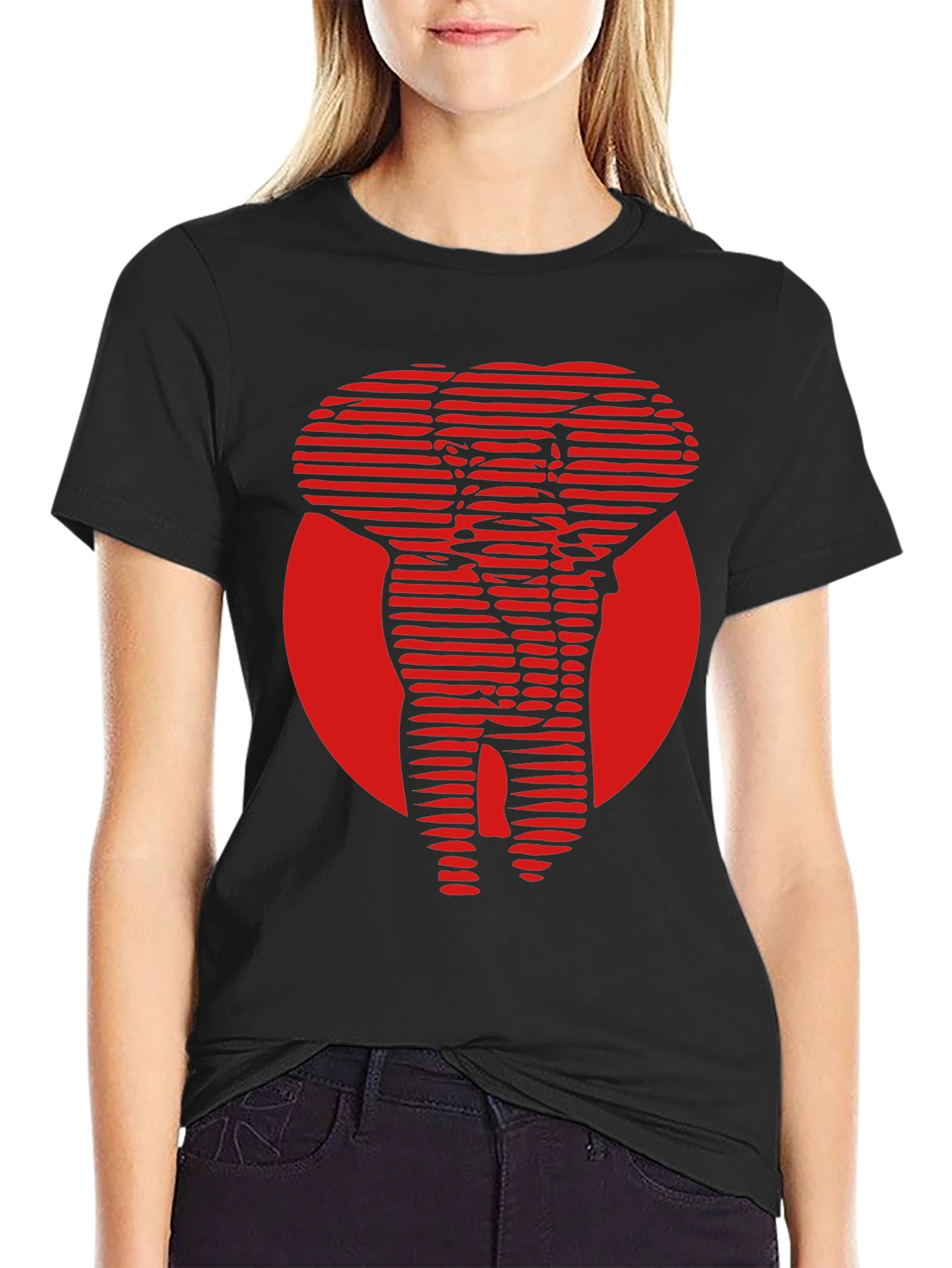 Black Red Elephant Graphic Tee - Cool Stylish Design view 2