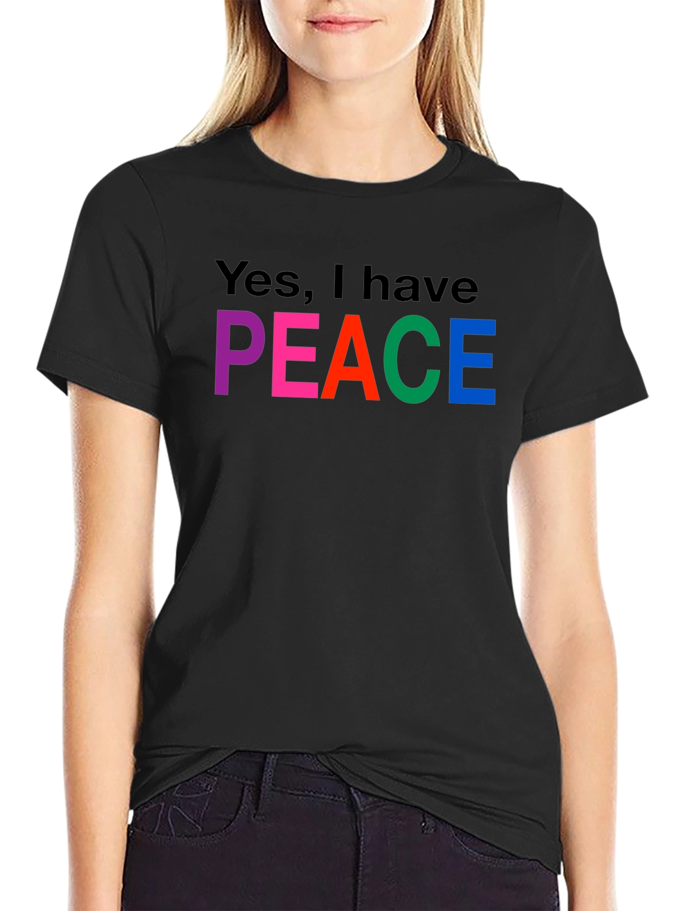 Black Peace T-Shirt - Colorful Graphic Tee view 2