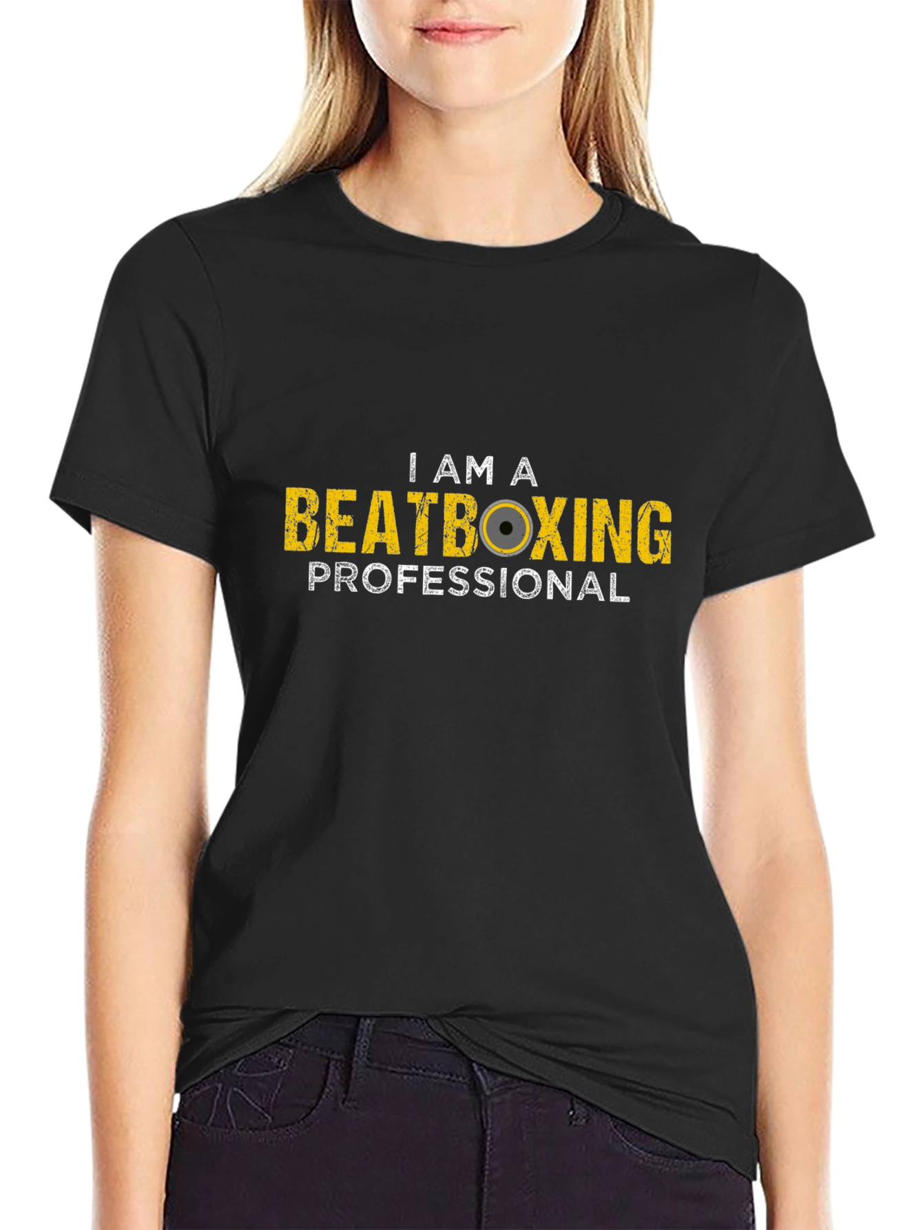 Black I Am A Beatboxing Professional Black T-Shirt view 2