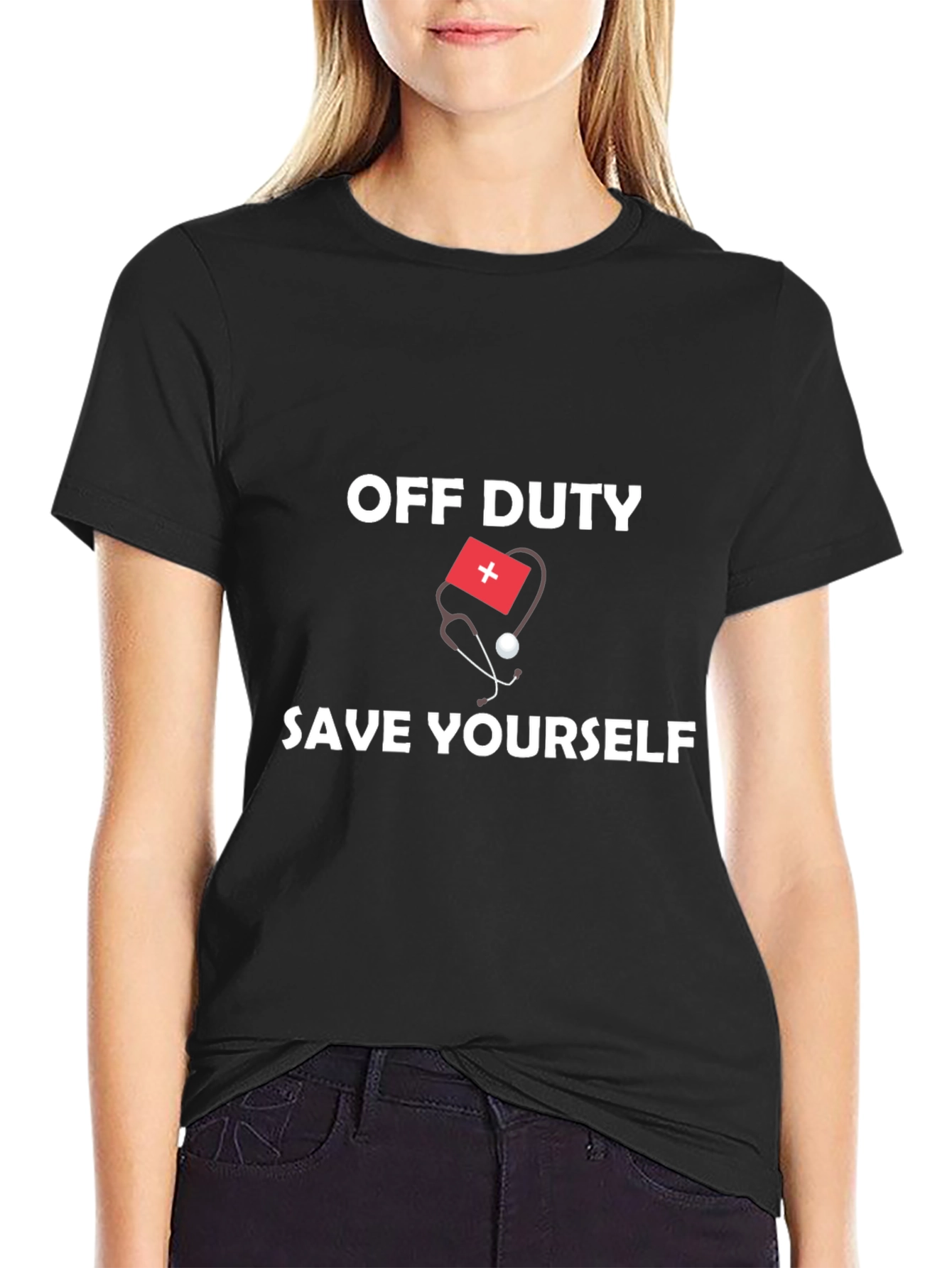 Black Off Duty Save Yourself Graphic Tee view 2
