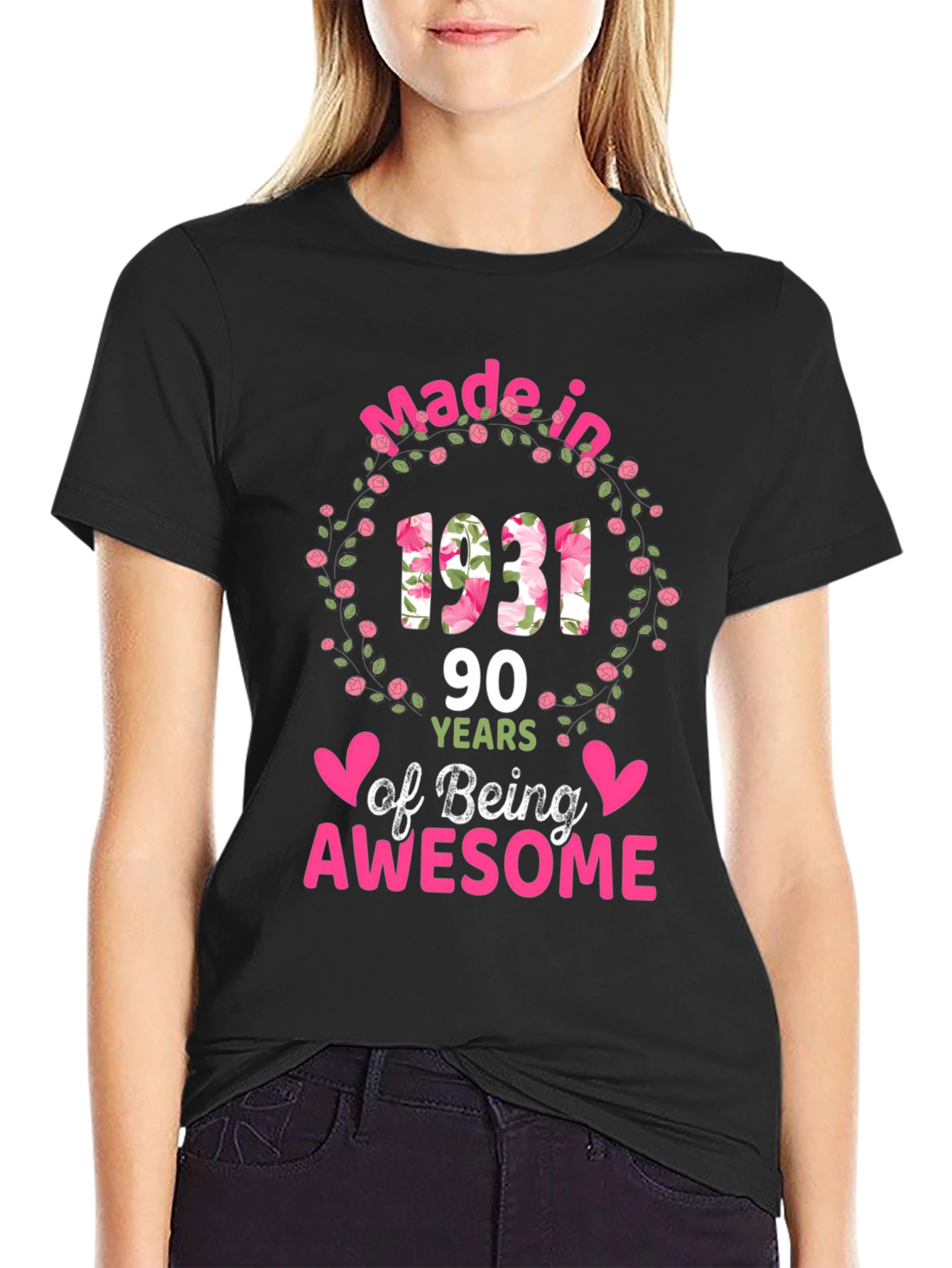 Black Made in 1931 90 Years of Being Awesome T-Shirt view 2