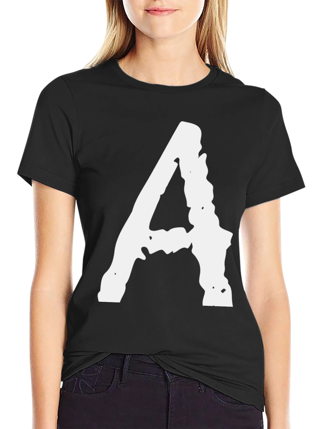 Black Bold Letter A Graphic Tee - Casual Comfort view 2