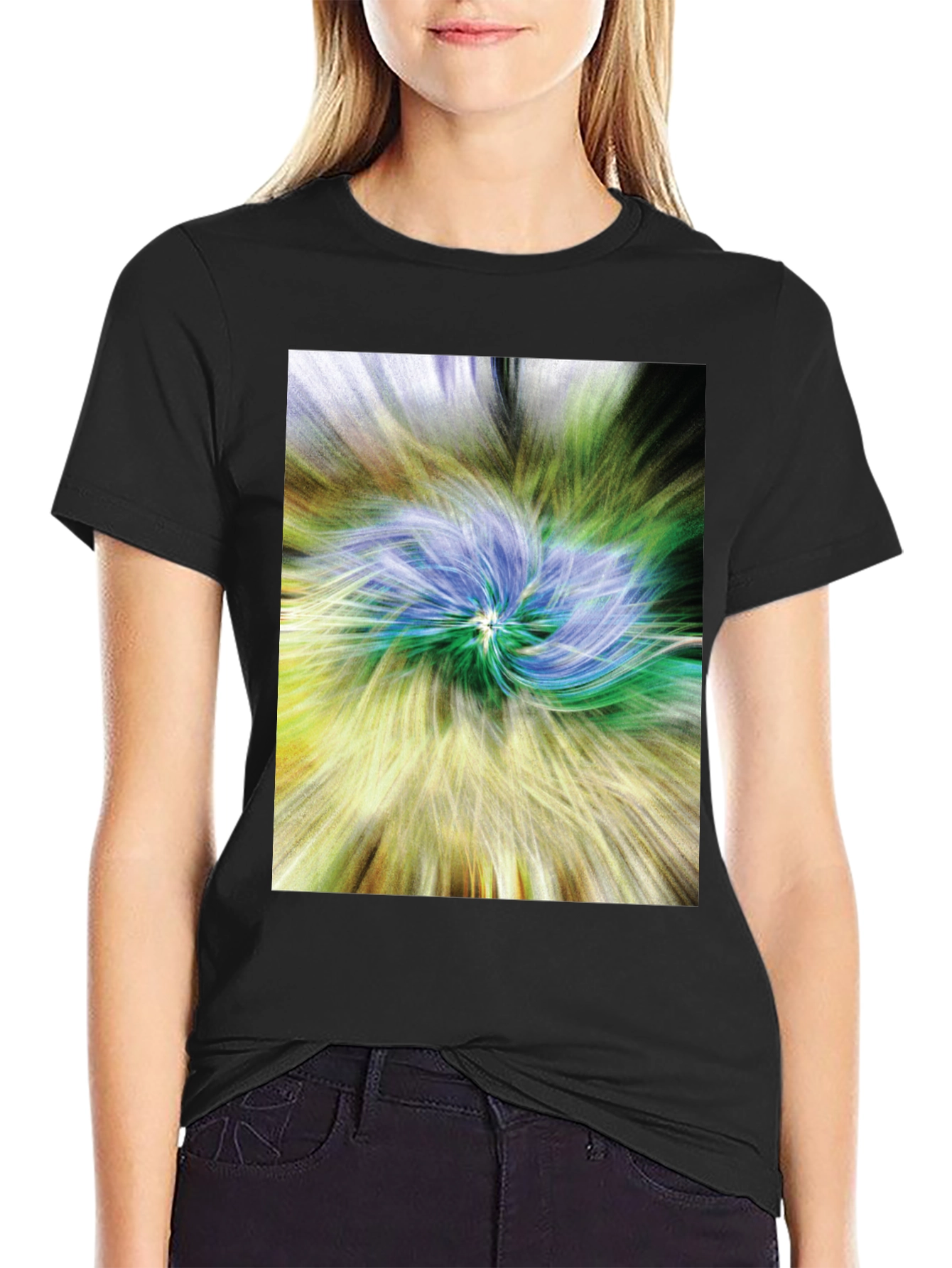 Black Abstract Swirl Graphic Tee - Black view 2