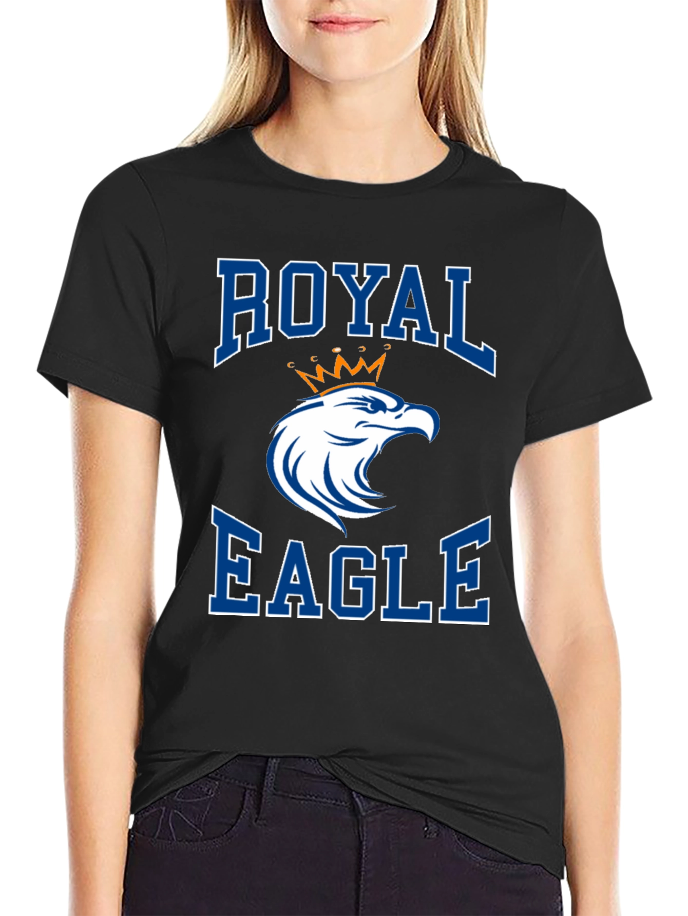 Royal Eagle Graphic Tee - Black Cotton Blend - 2
