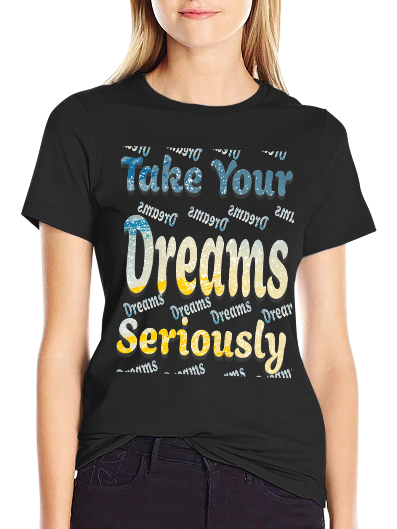Black Dreams Motivational Graphic Tee view 2