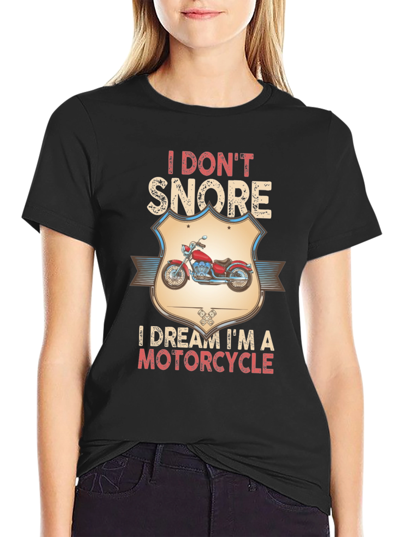 Black I Don't Snore Motorcycle T-Shirt view 2
