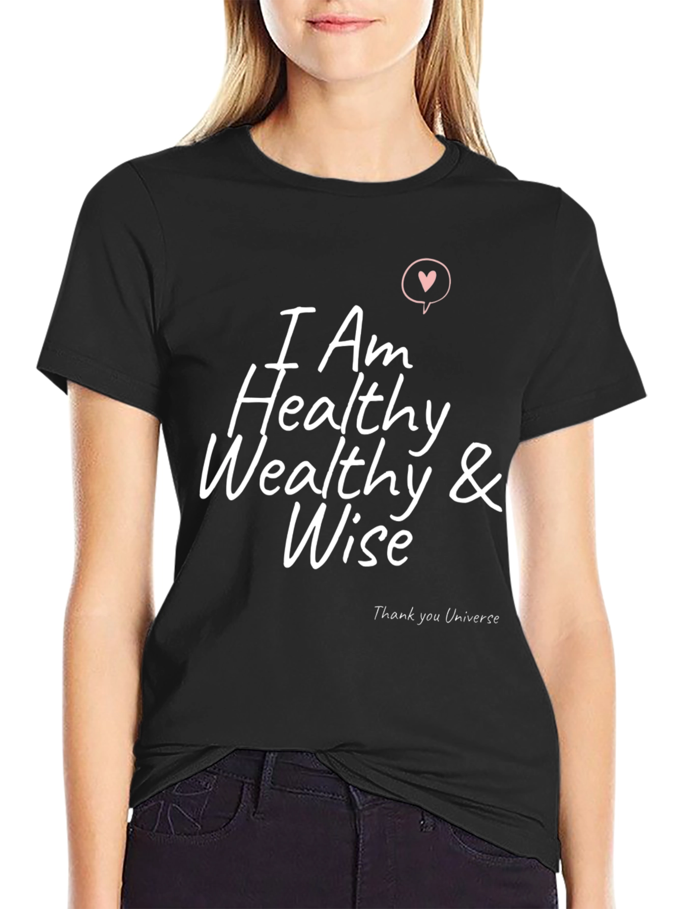 Black I Am Healthy Wealthy & Wise Graphic T-Shirt view 2