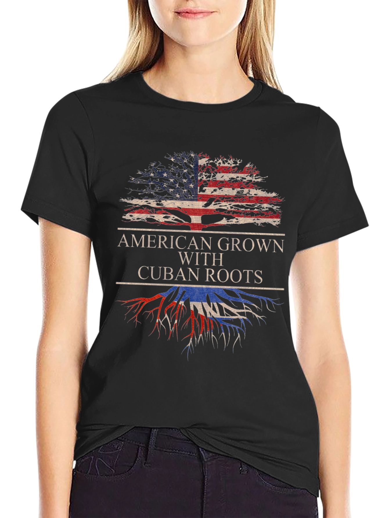 Black American Grown with Cuban Roots T-Shirt view 2