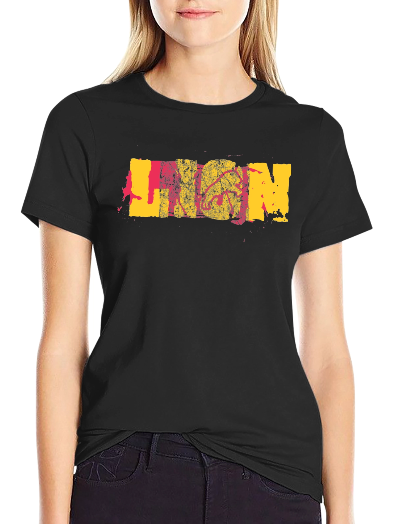 Black Lion Graphic Print Black Cotton T-Shirt view 2