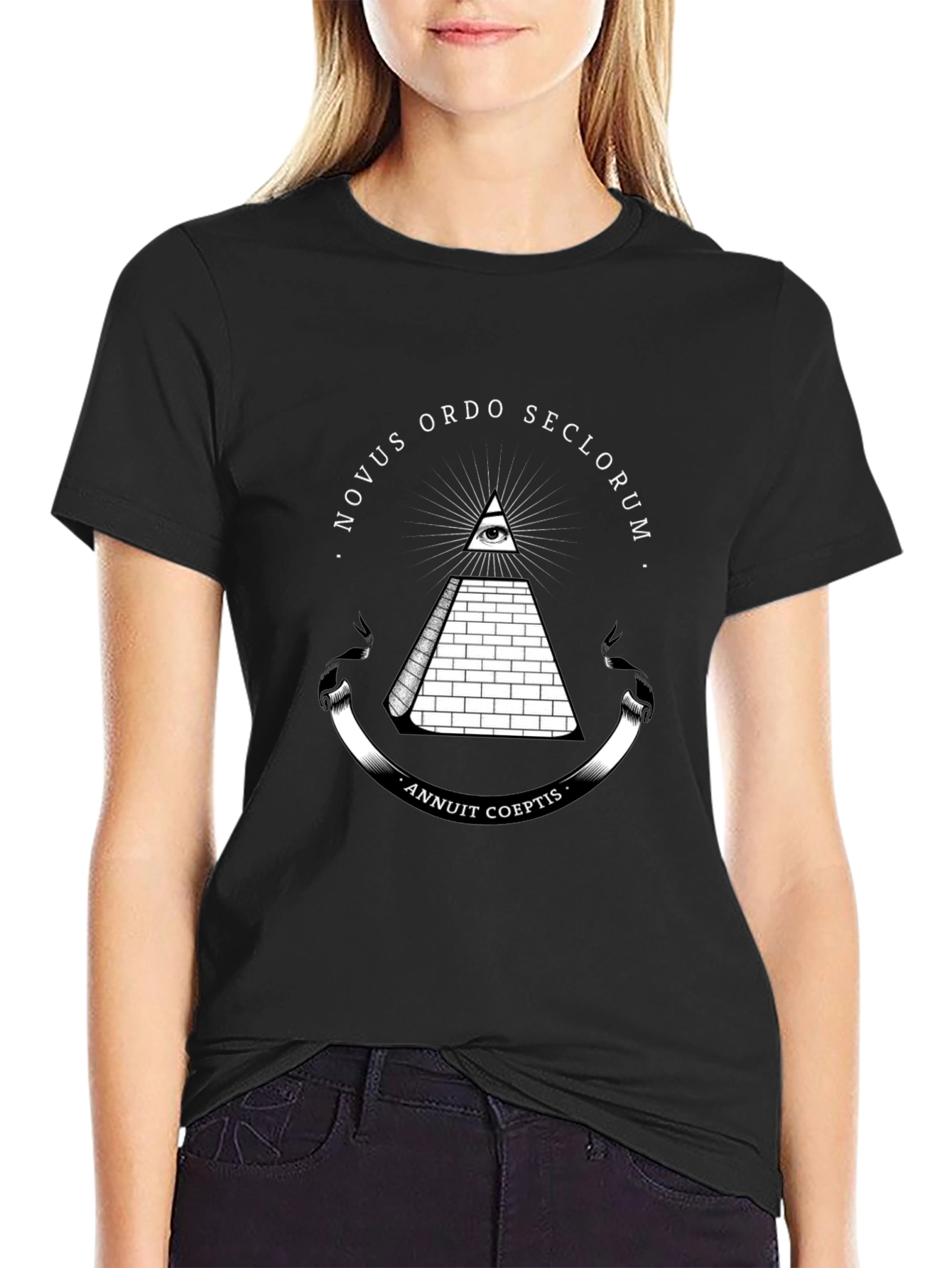 Black Novus Ordo Seclorum Graphic T-Shirt view 2