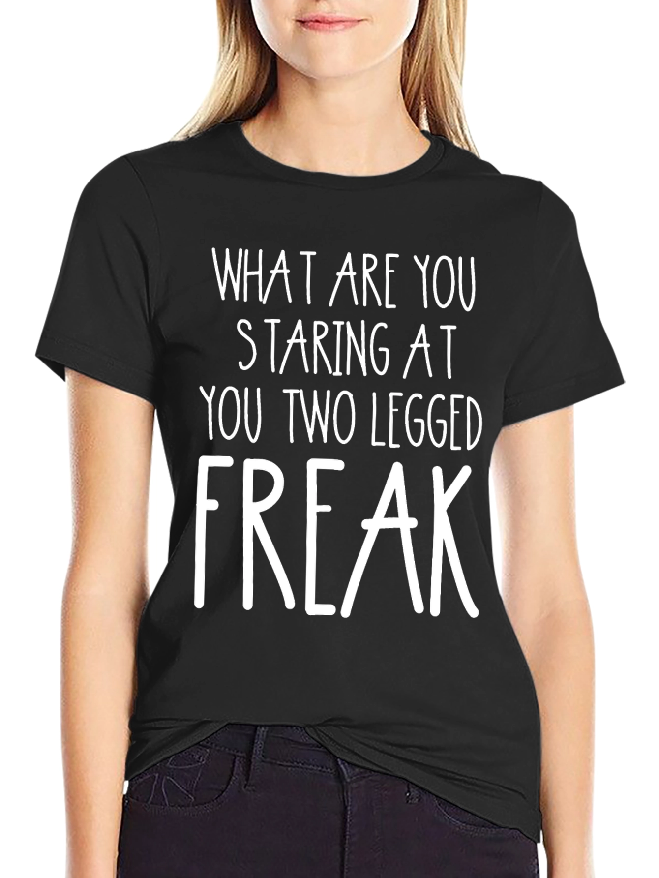 Black Funny Two Legged Freak Graphic Tee - Black view 2