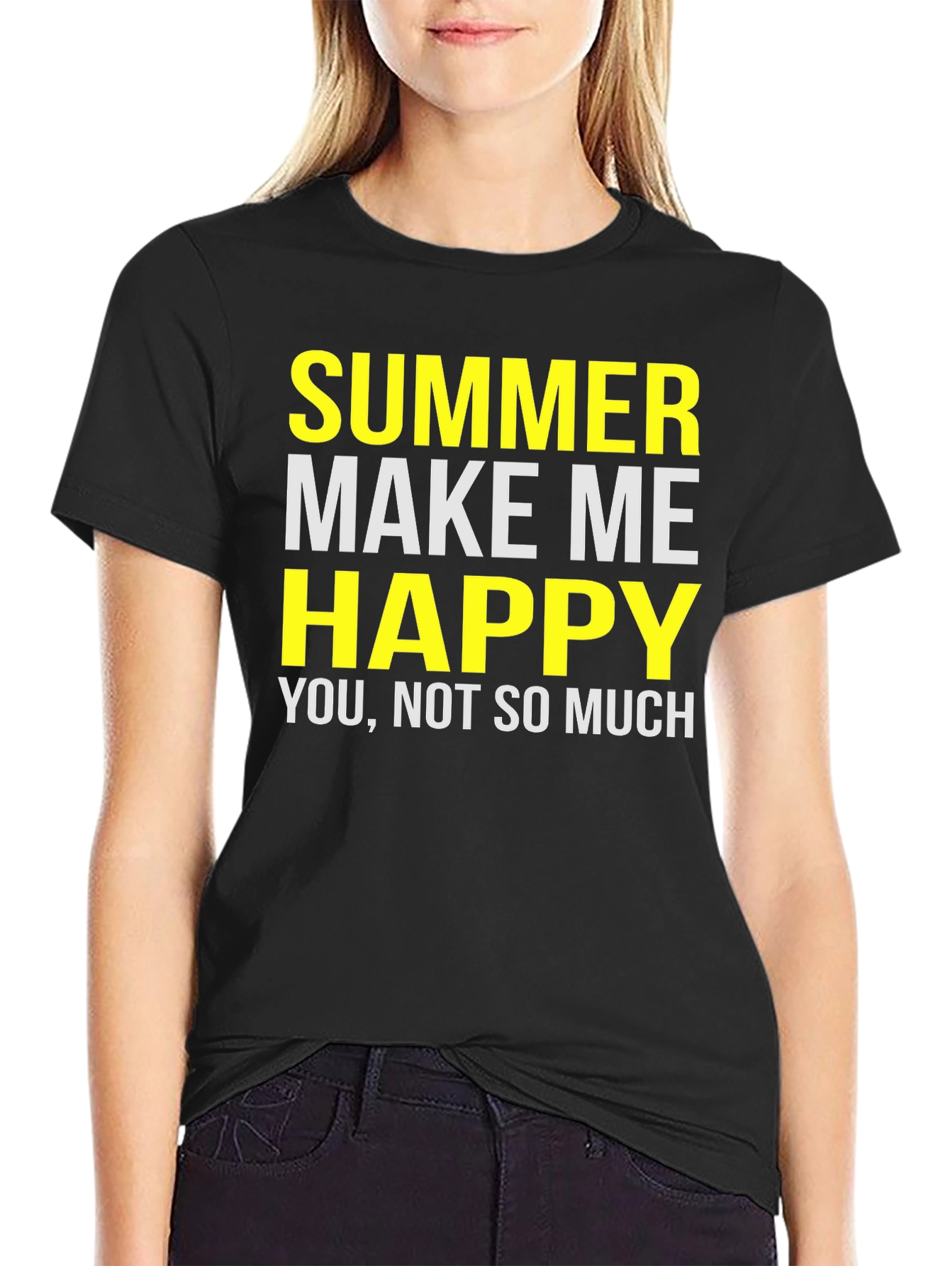 Black Funny Summer T-Shirt - Make Me Happy Graphic Tee view 2