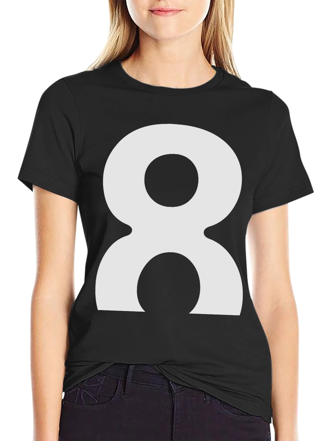 Black Abstract Number 8 Graphic Tee - Black view 2