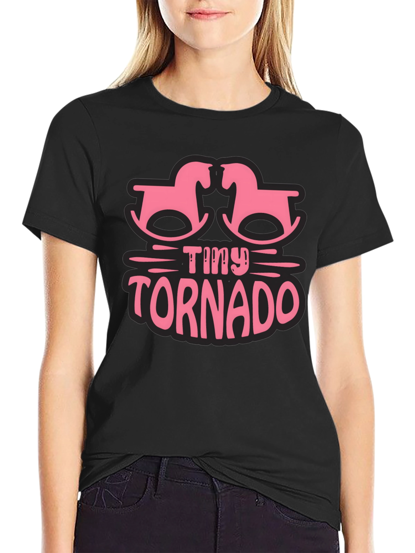 Black Tiny Tornado Rocking Horse Graphic Tee view 2