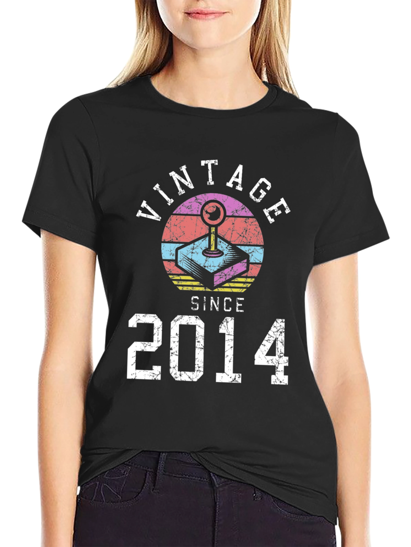 Black Vintage Since 2014 Gamer T-Shirt view 2