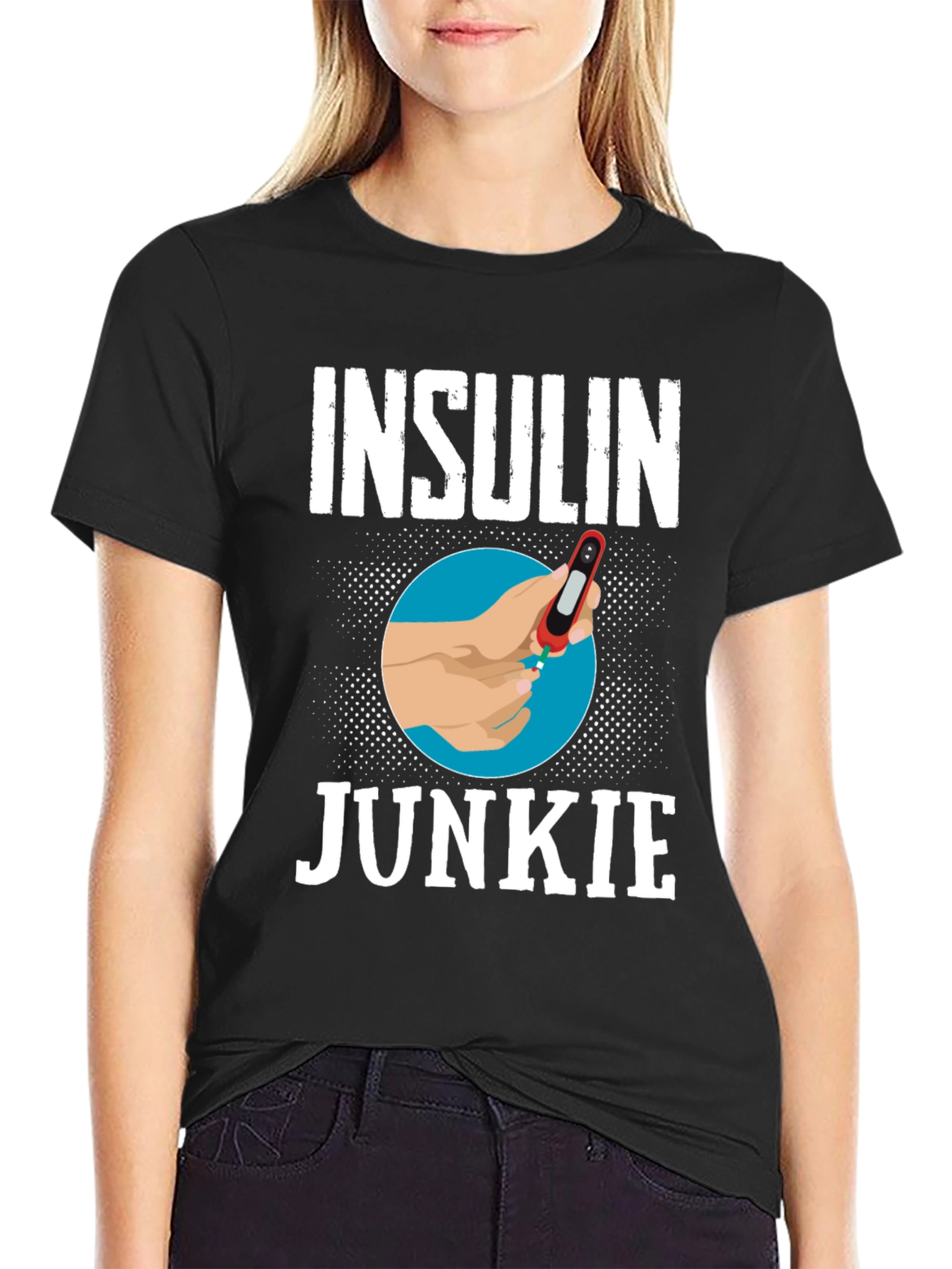 Black Insulin Junkie Graphic Tee view 2