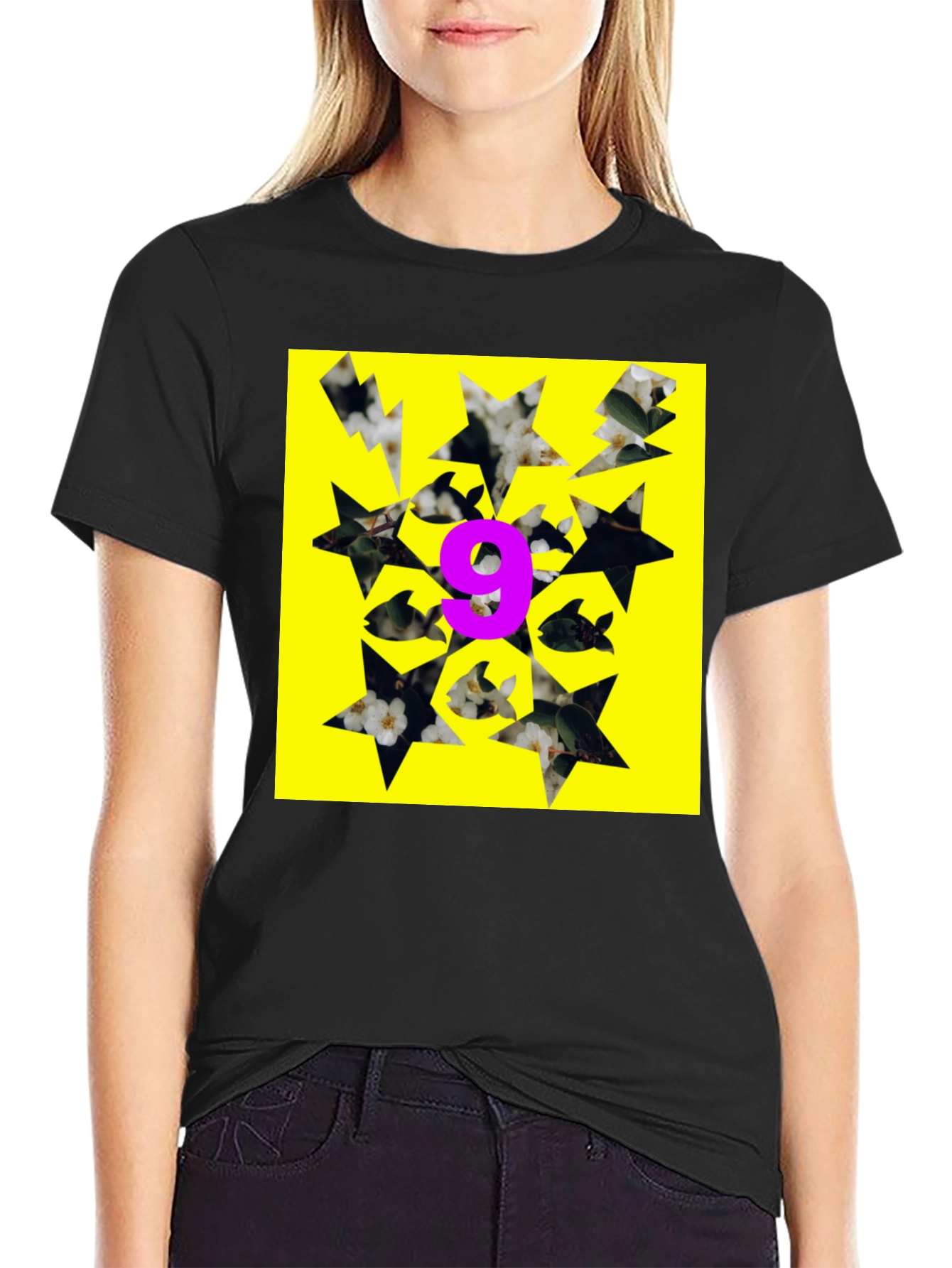 Black Graphic Tee - Nine Fish Star Yellow view 2