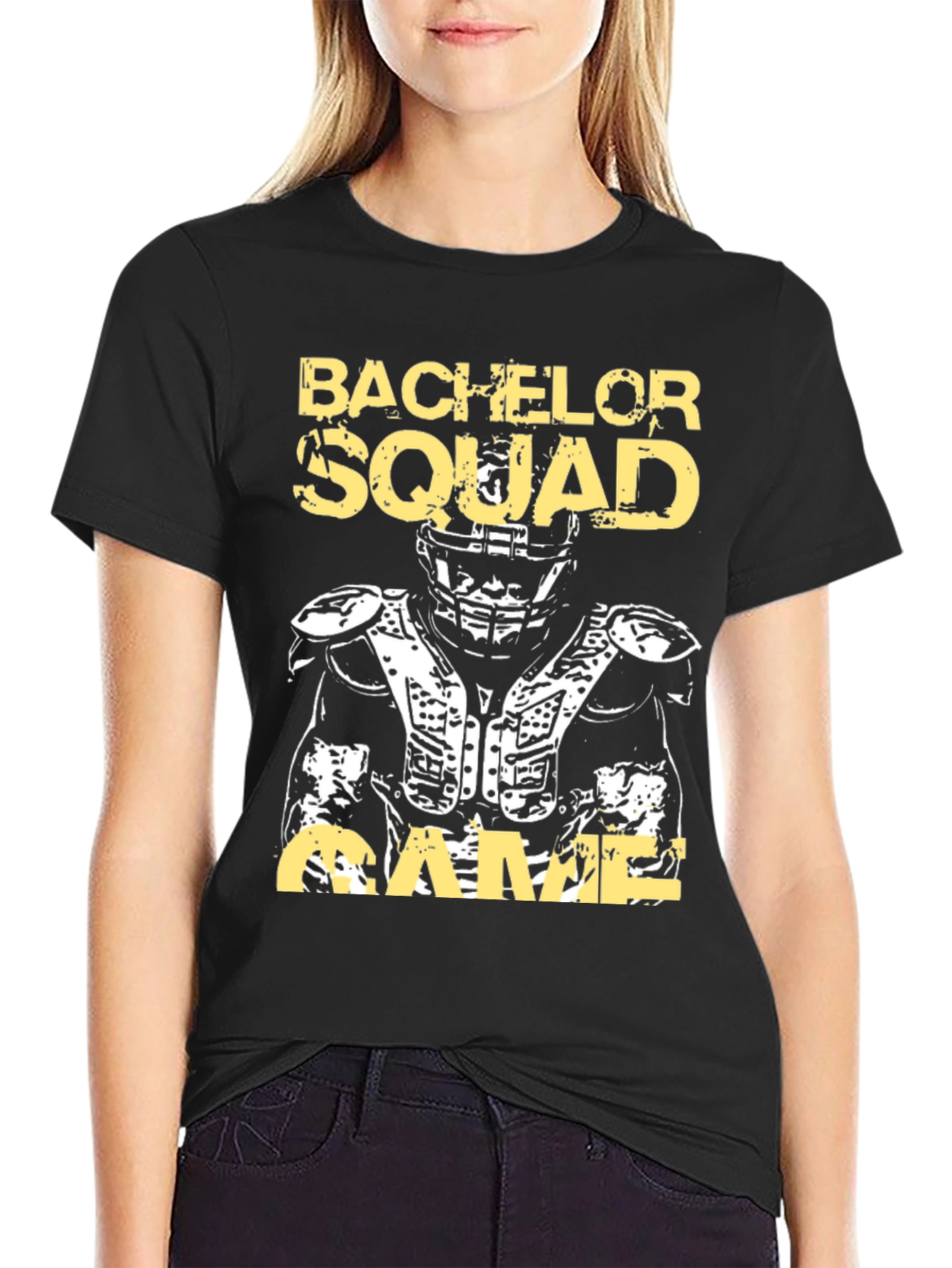 Black Bachelor Squad Football Game T-Shirt view 2