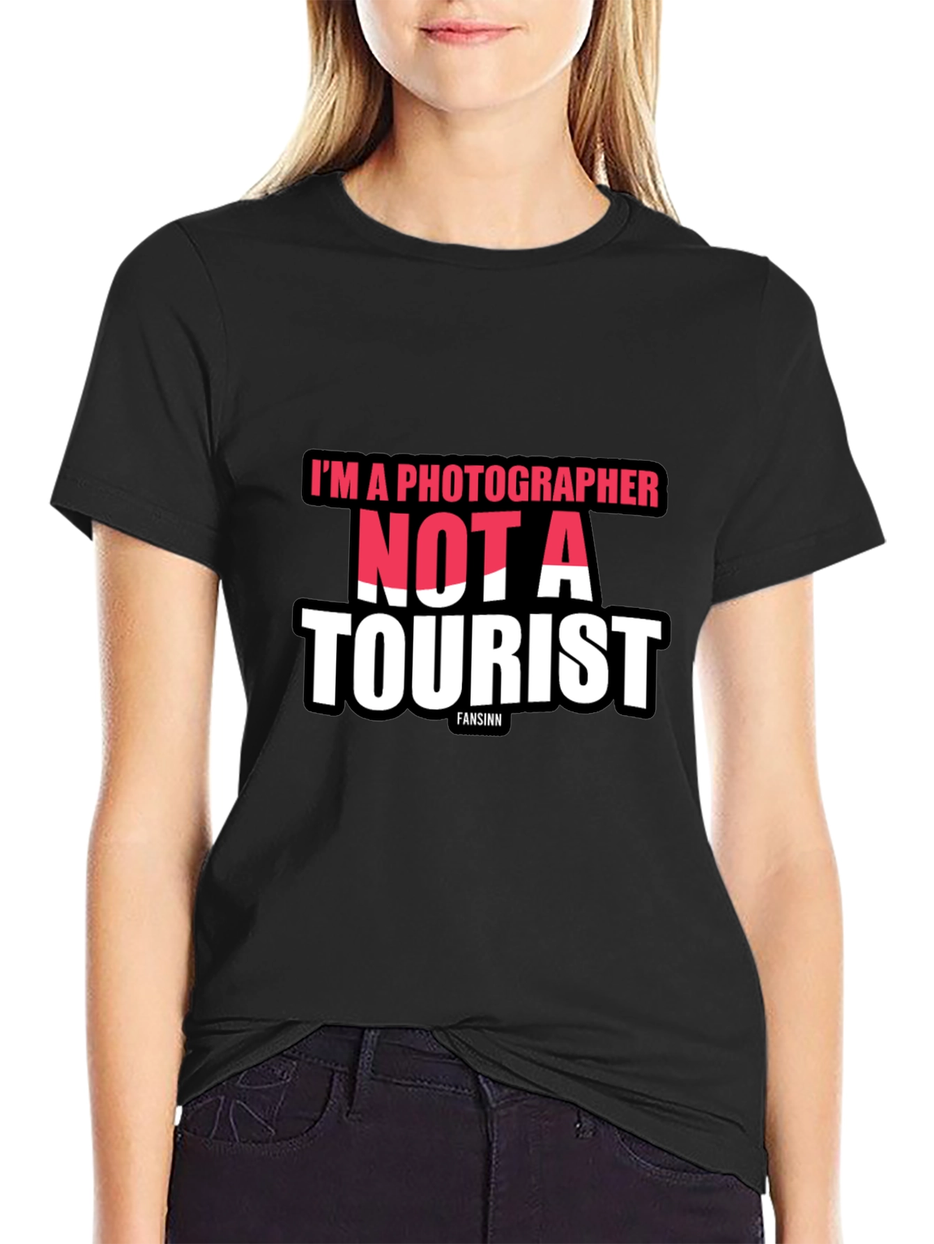 Black I'm a Photographer Not a Tourist Black T-Shirt view 2