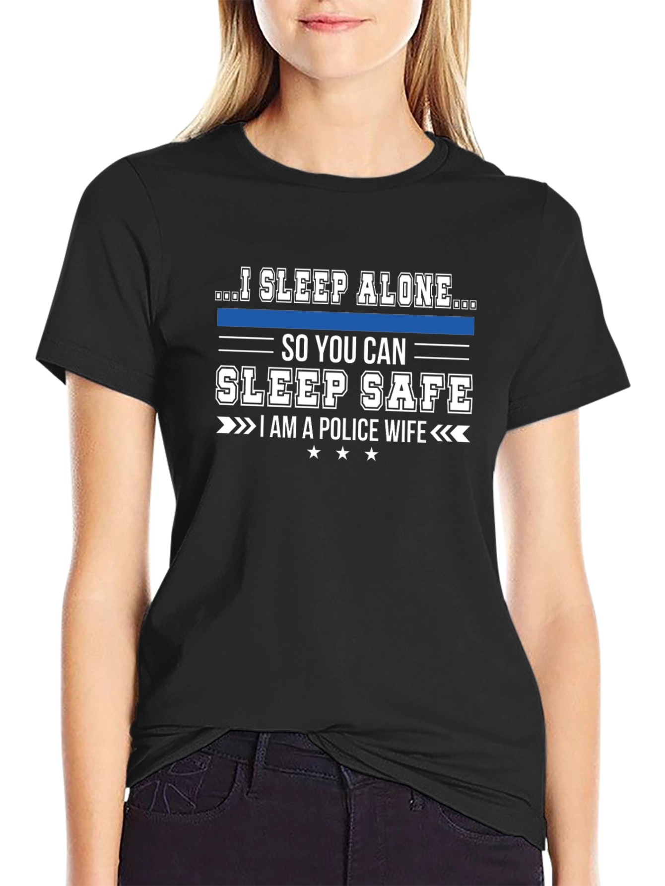 I Sleep Alone Police Wife T-Shirt - 2