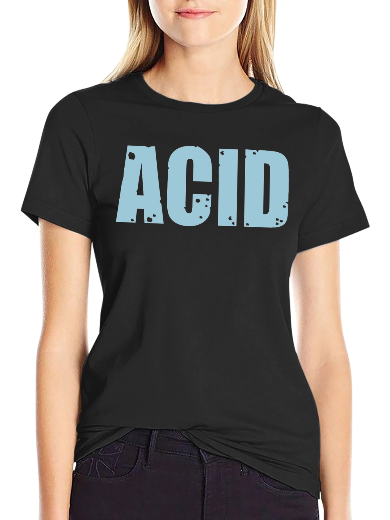 Black ACID Graphic Tee - Distressed Print view 2