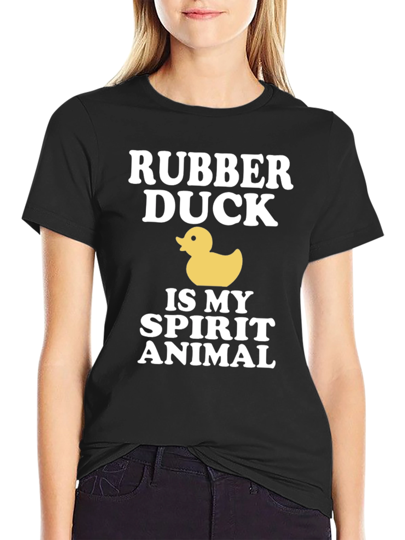 Black Rubber Duck Spirit Animal Graphic T-Shirt view 2