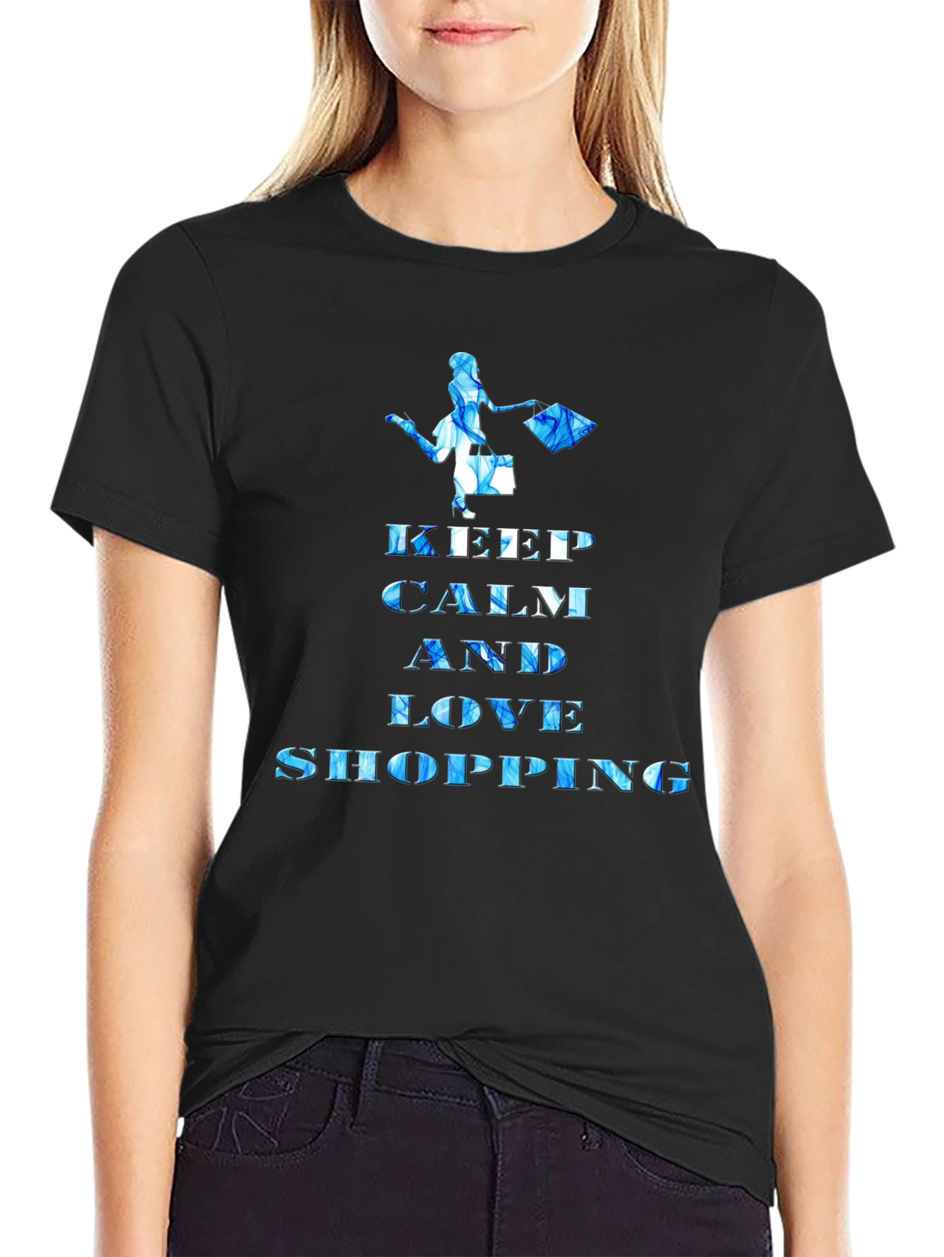 Keep Calm and Love Shopping Black T-Shirt - 2