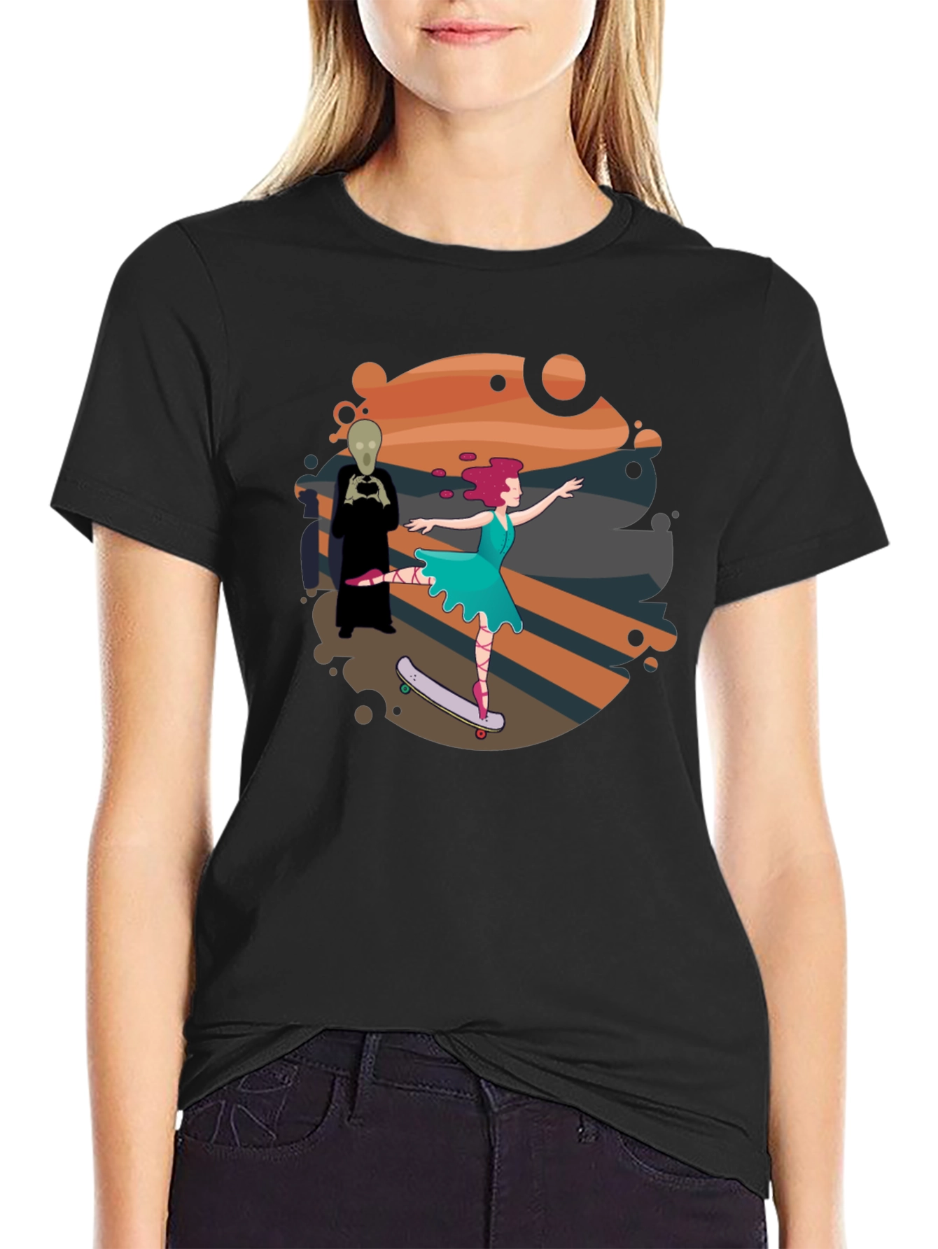 Black Ballet Skater Tee - Unique Graphic Design view 2