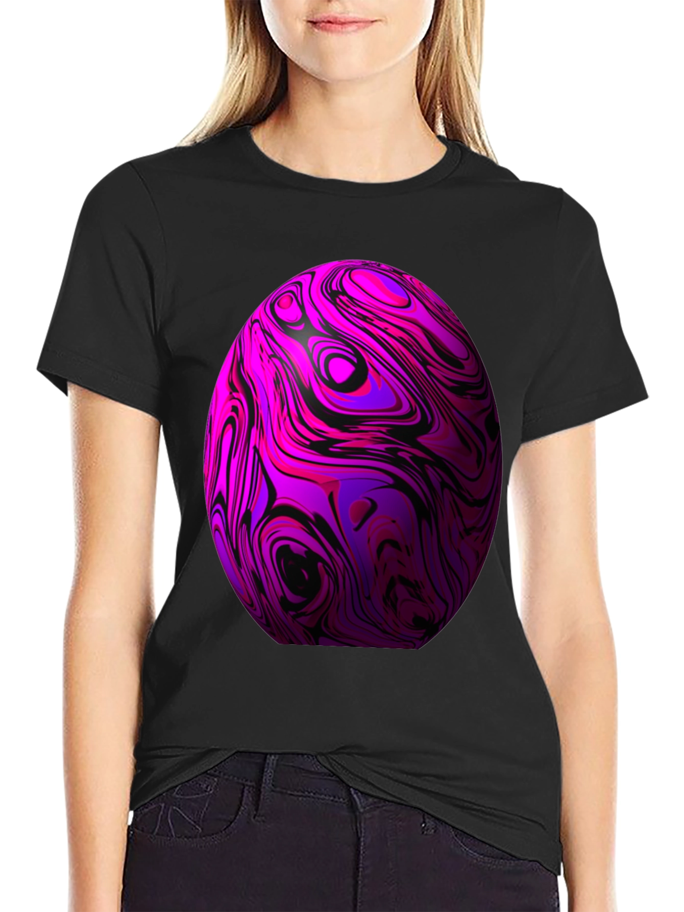 Black Abstract Swirl Sphere Graphic Tee view 2