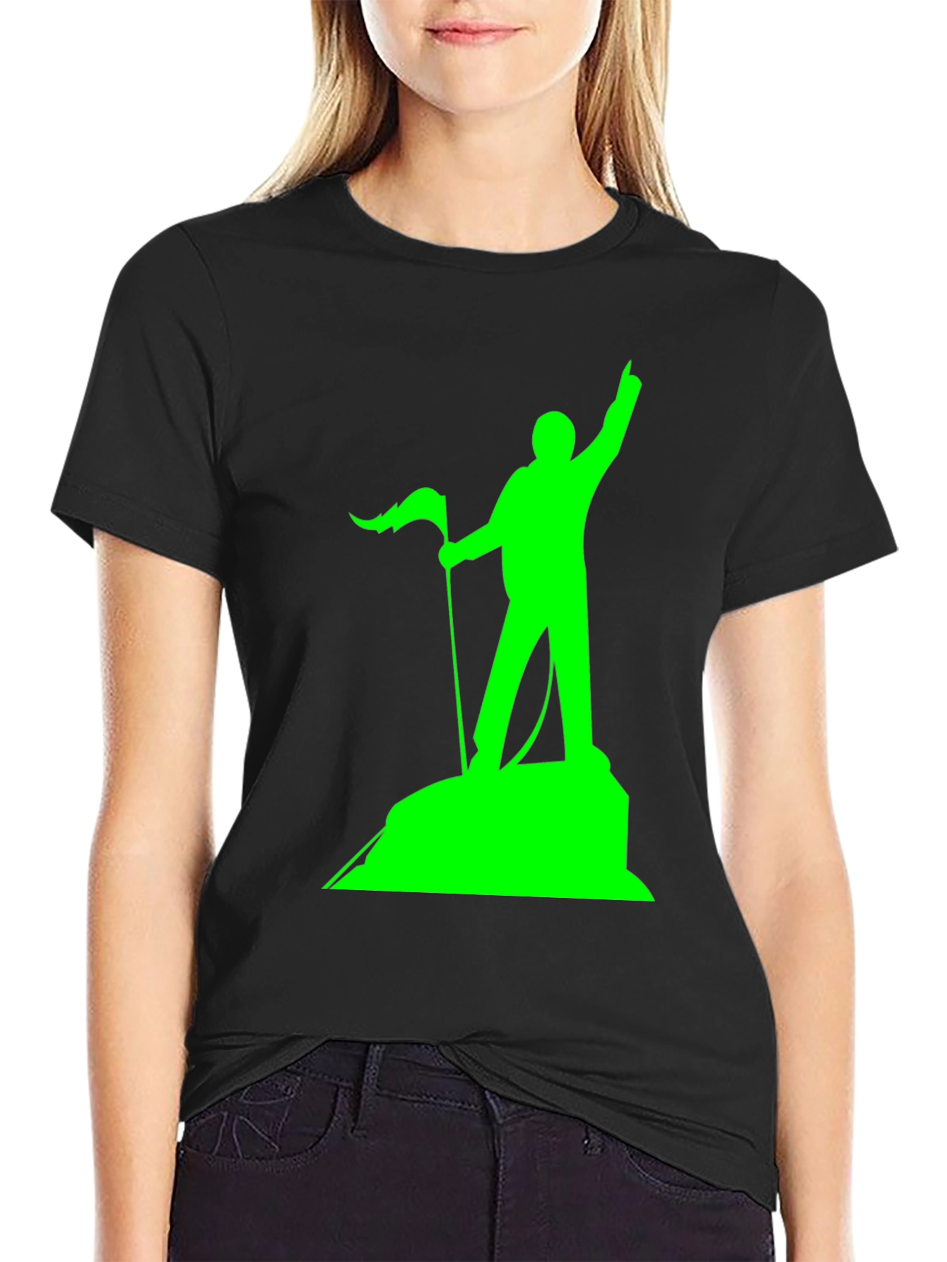 Black Peak Performance T-Shirt - Black with Green Graphic view 2