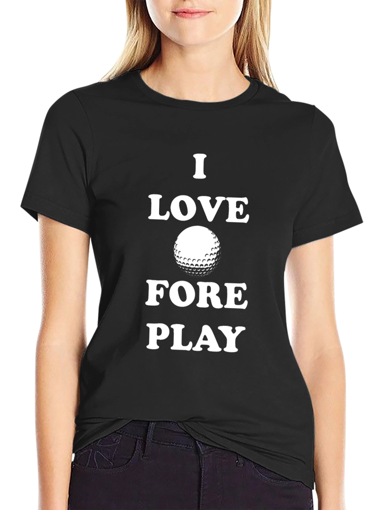 Black I Love Fore Play Golf T-Shirt - Black view 2