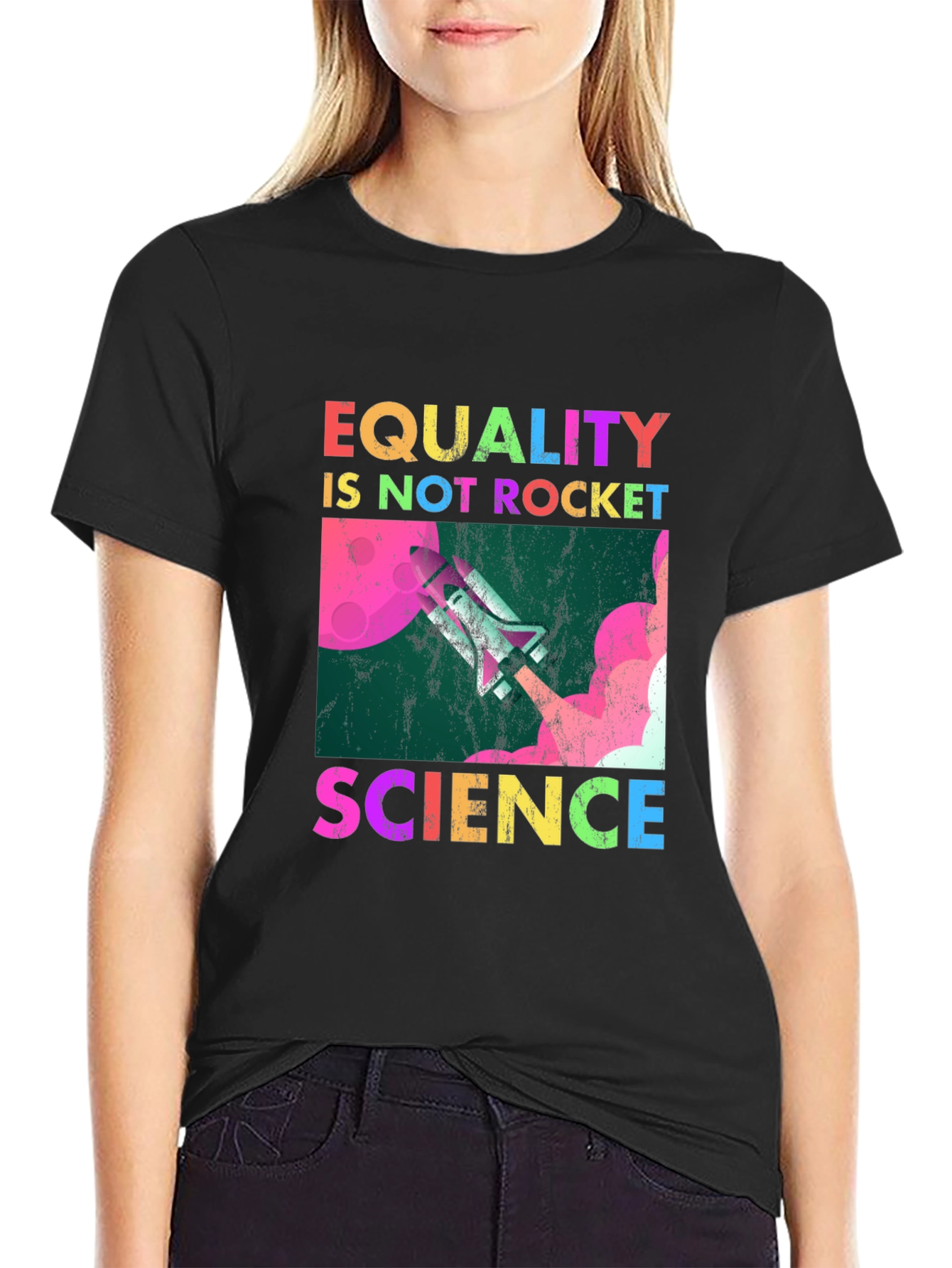 Black Equality is Not Rocket Science T-Shirt view 2