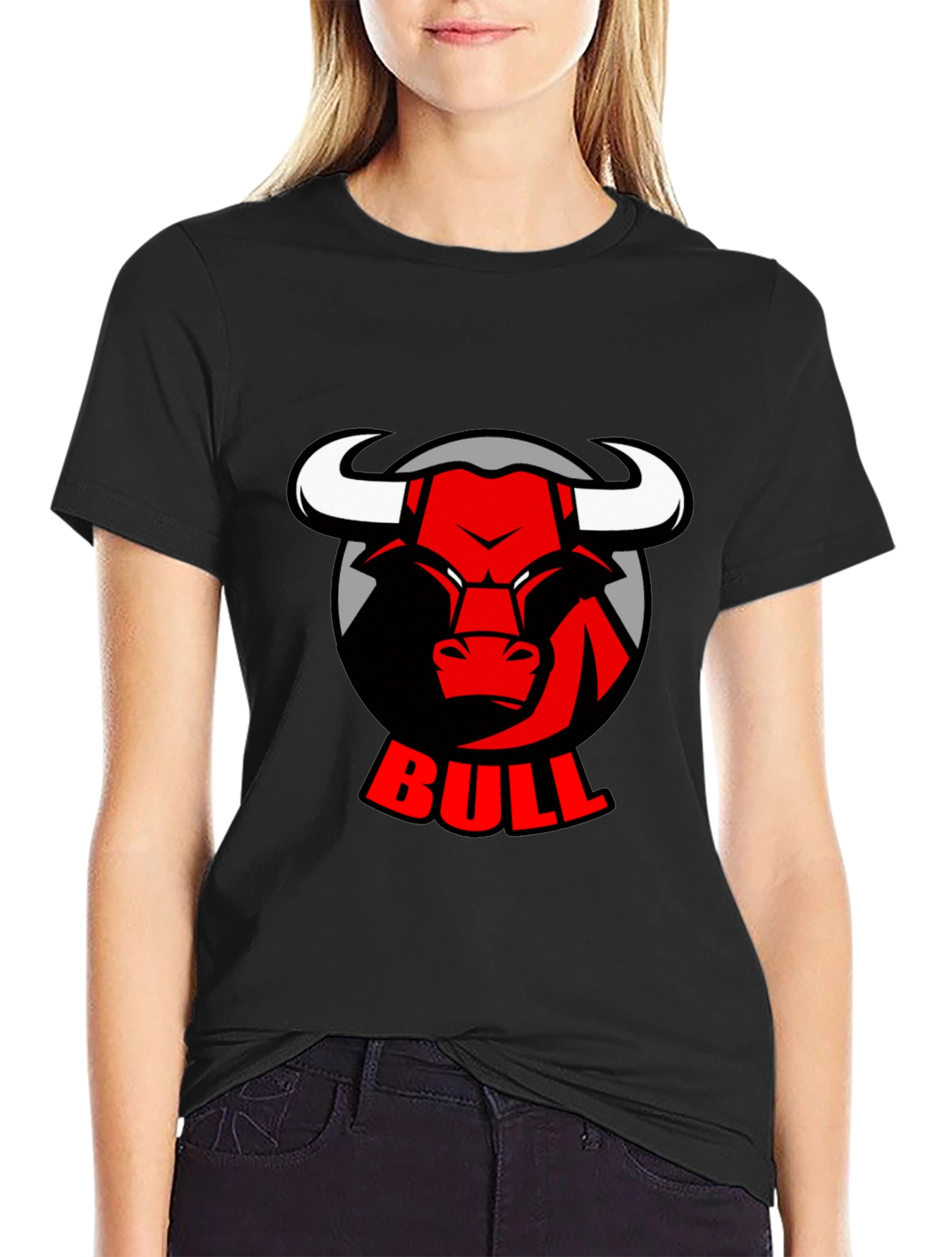 Black Bold Bull Graphic Tee - Black Cotton T-Shirt view 2