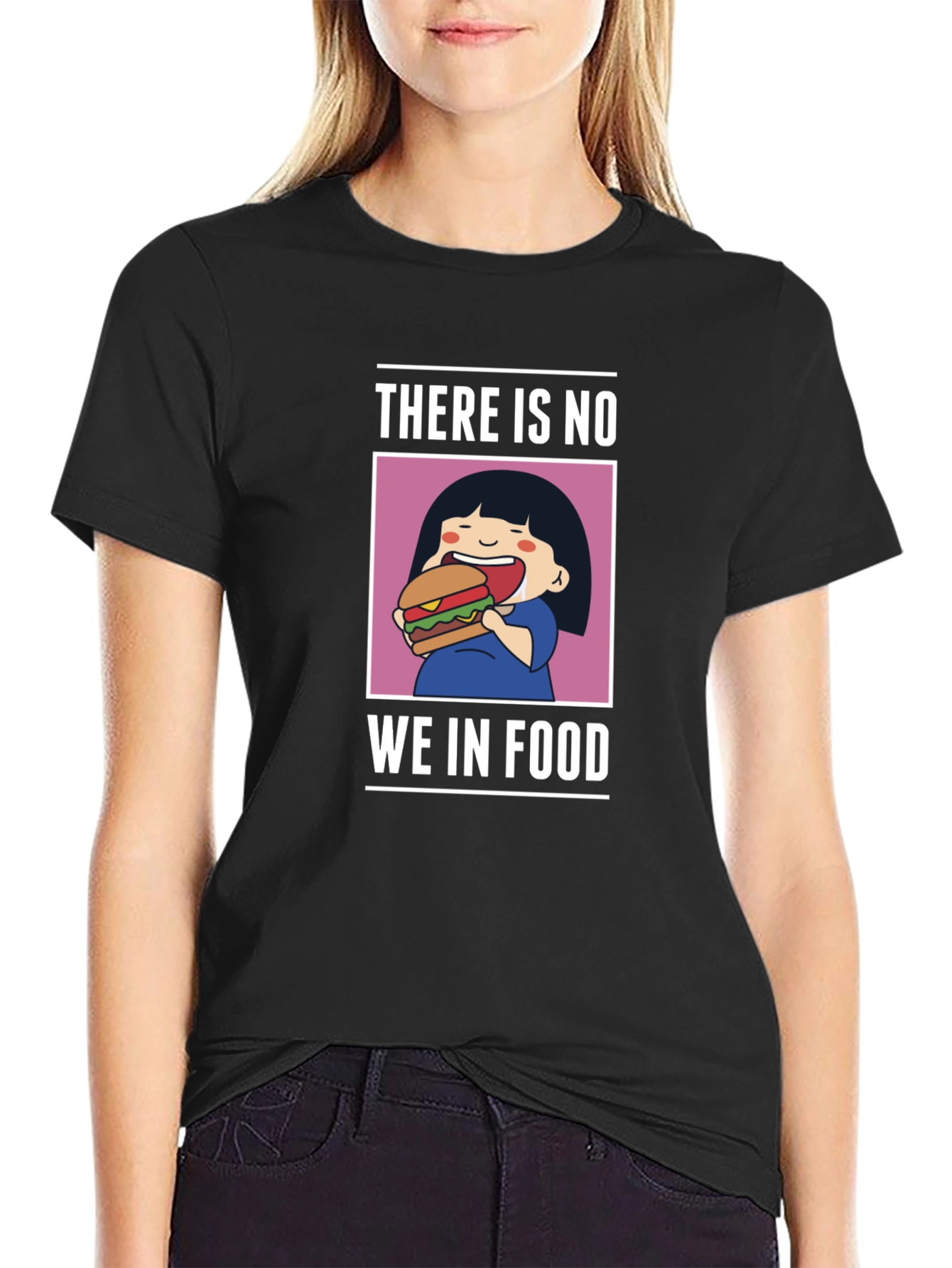 Black Funny "There Is No We In Food" T-Shirt view 2
