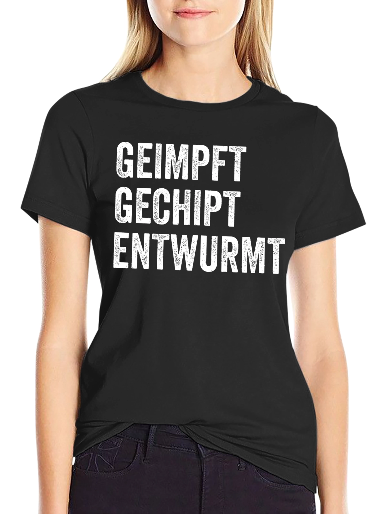 Black Geimpft Gechipt Entwurmt T-Shirt view 2