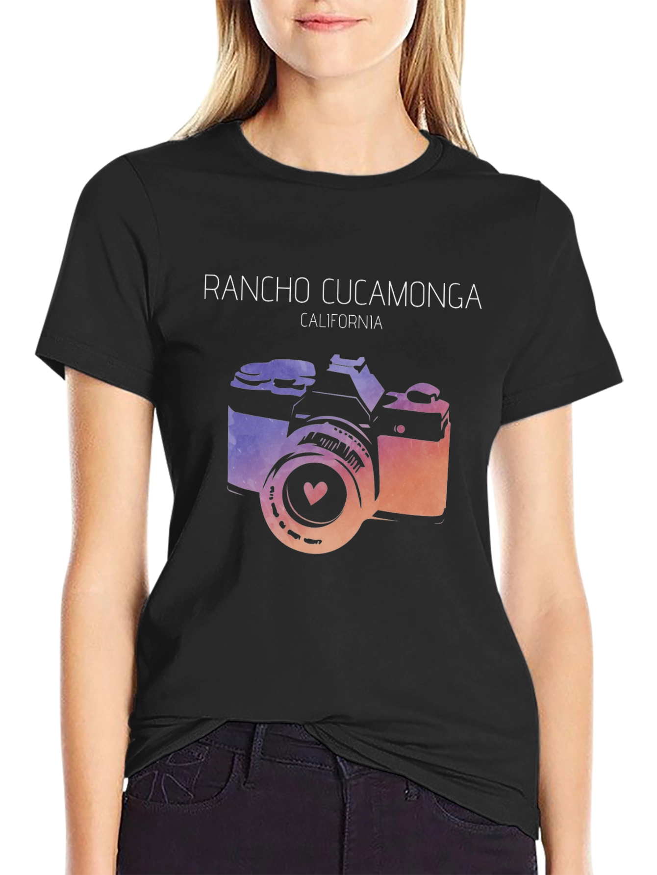 Black Rancho Cucamonga Camera Graphic Tee view 2