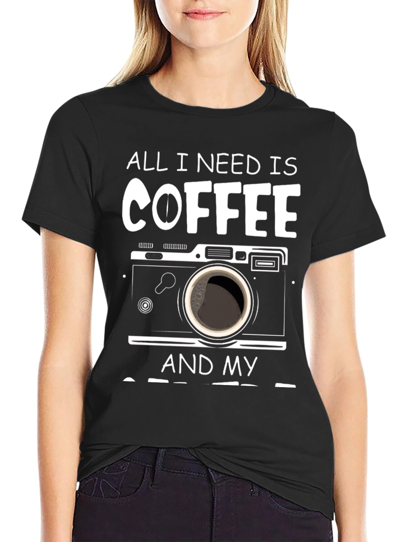 Black Coffee and Camera T-Shirt - Photographer's Essential view 2