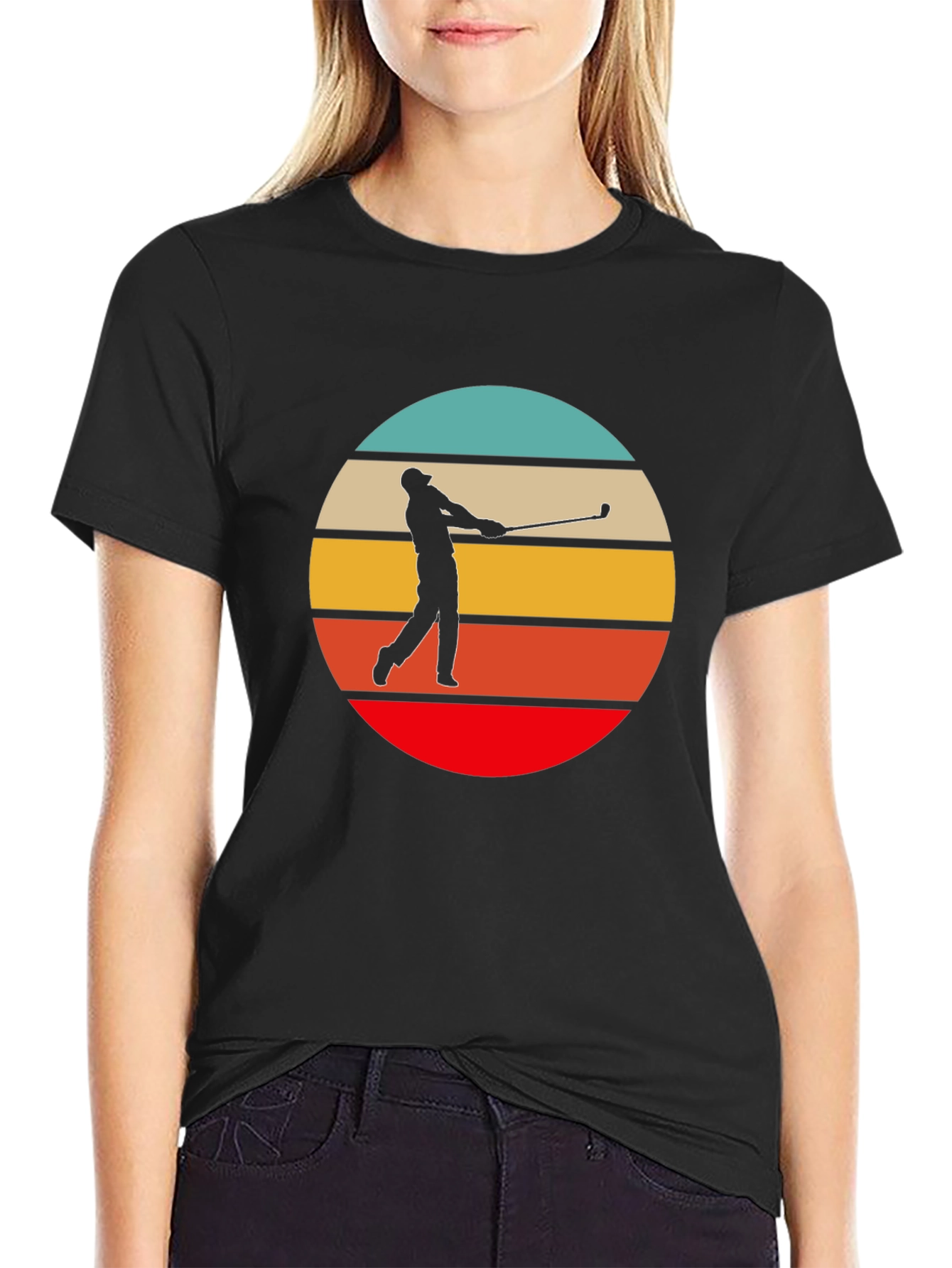 Black Retro Golfer Graphic Tee view 2