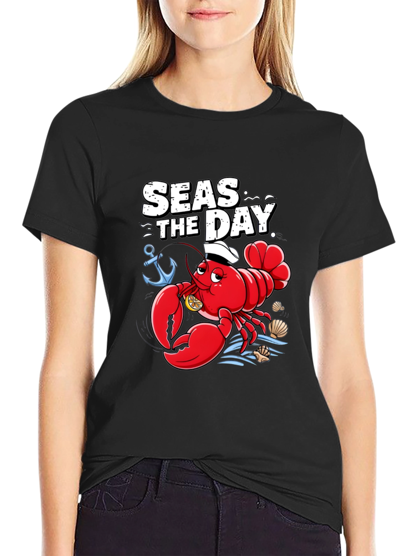 Seas The Day Lobster Graphic T-Shirt - 2