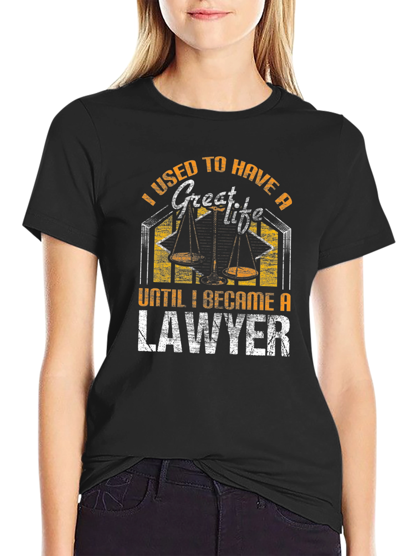 Black Funny Lawyer T-Shirt: I Used to Have a Great Life! view 2
