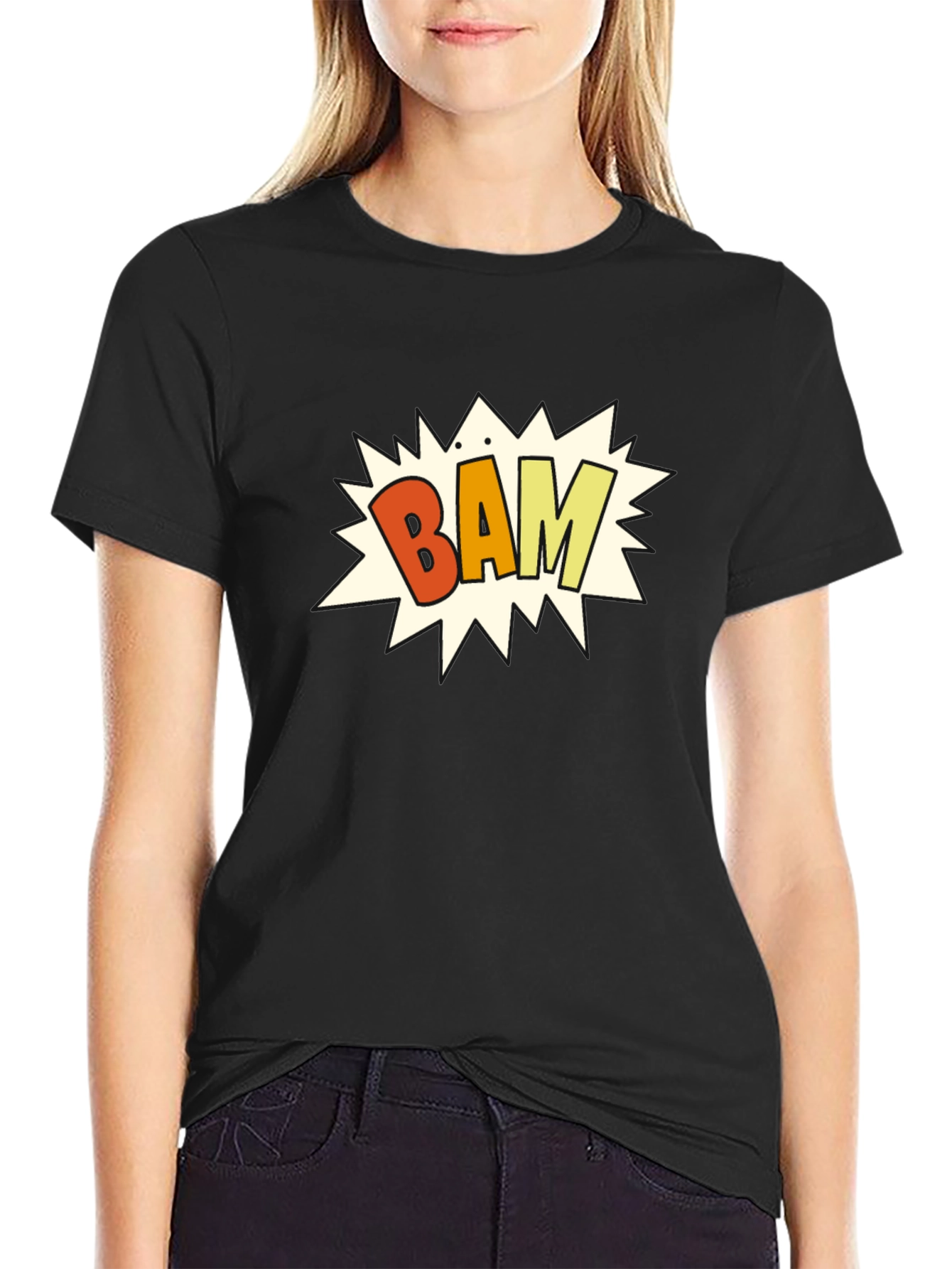 Black Bam! Graphic Print Black T-Shirt view 2