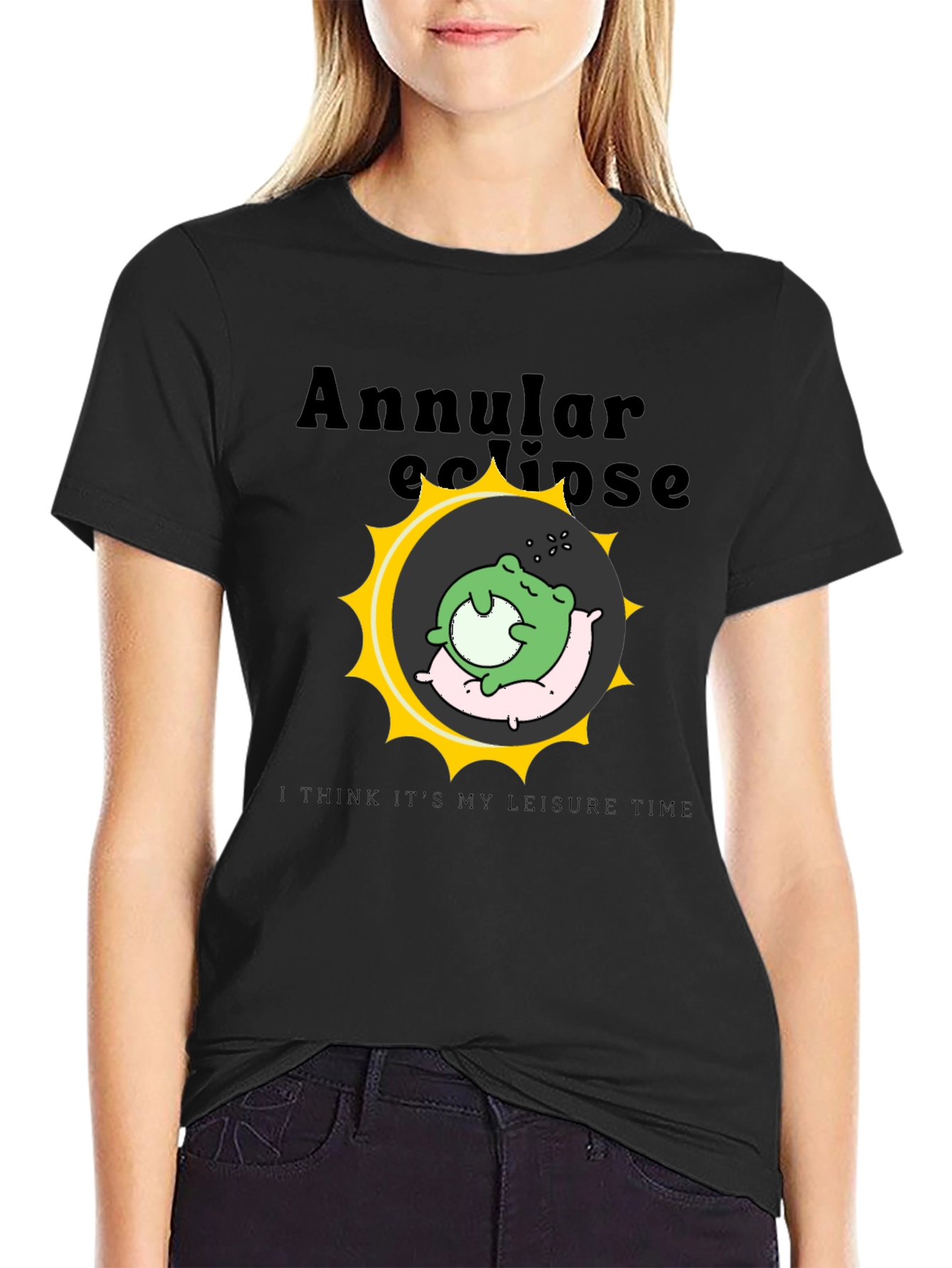 Black Annular Eclipse Frog Leisure Time T-Shirt view 2