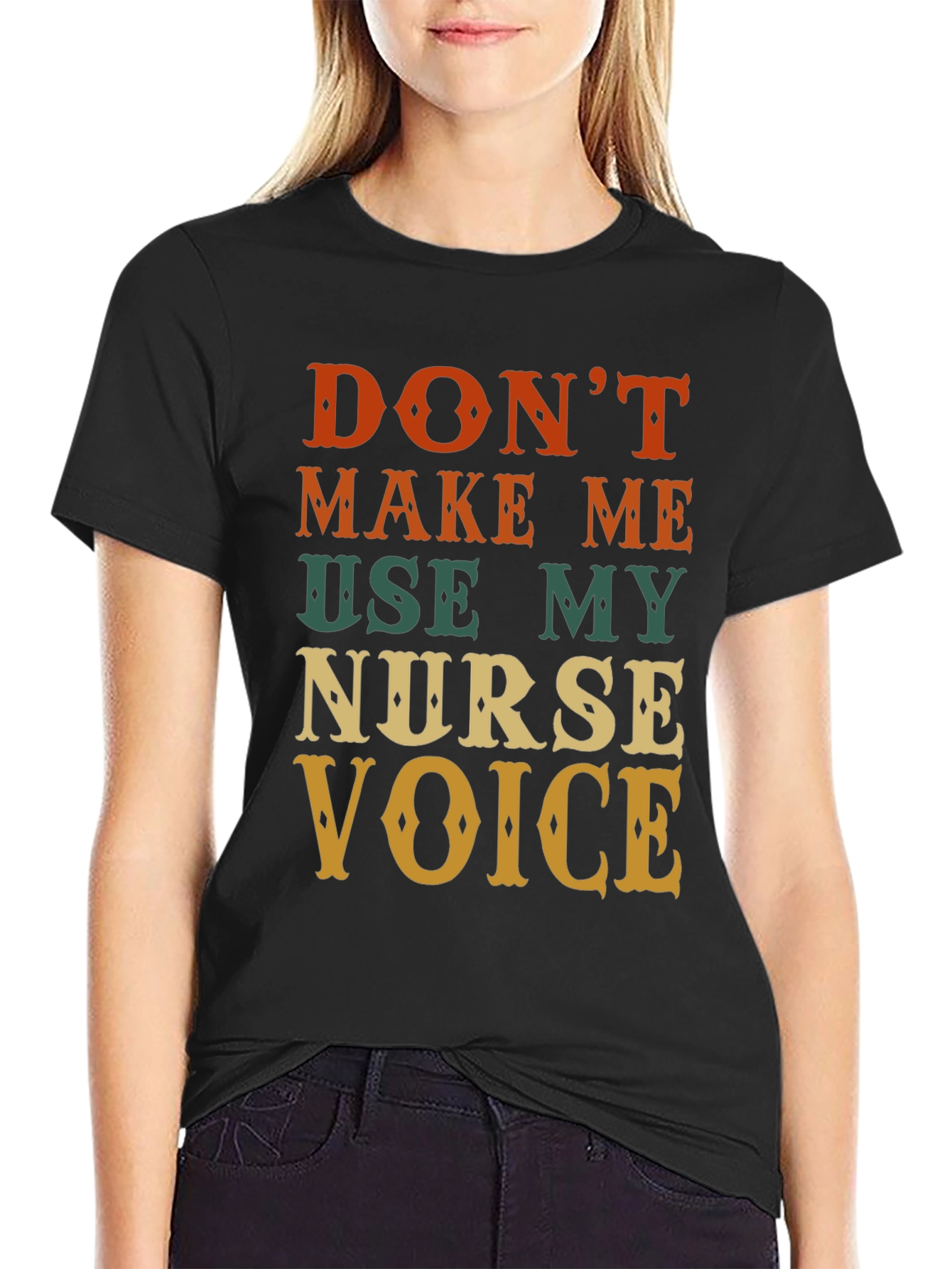 Black Nurse Voice T-Shirt - Funny Novelty Tee view 2