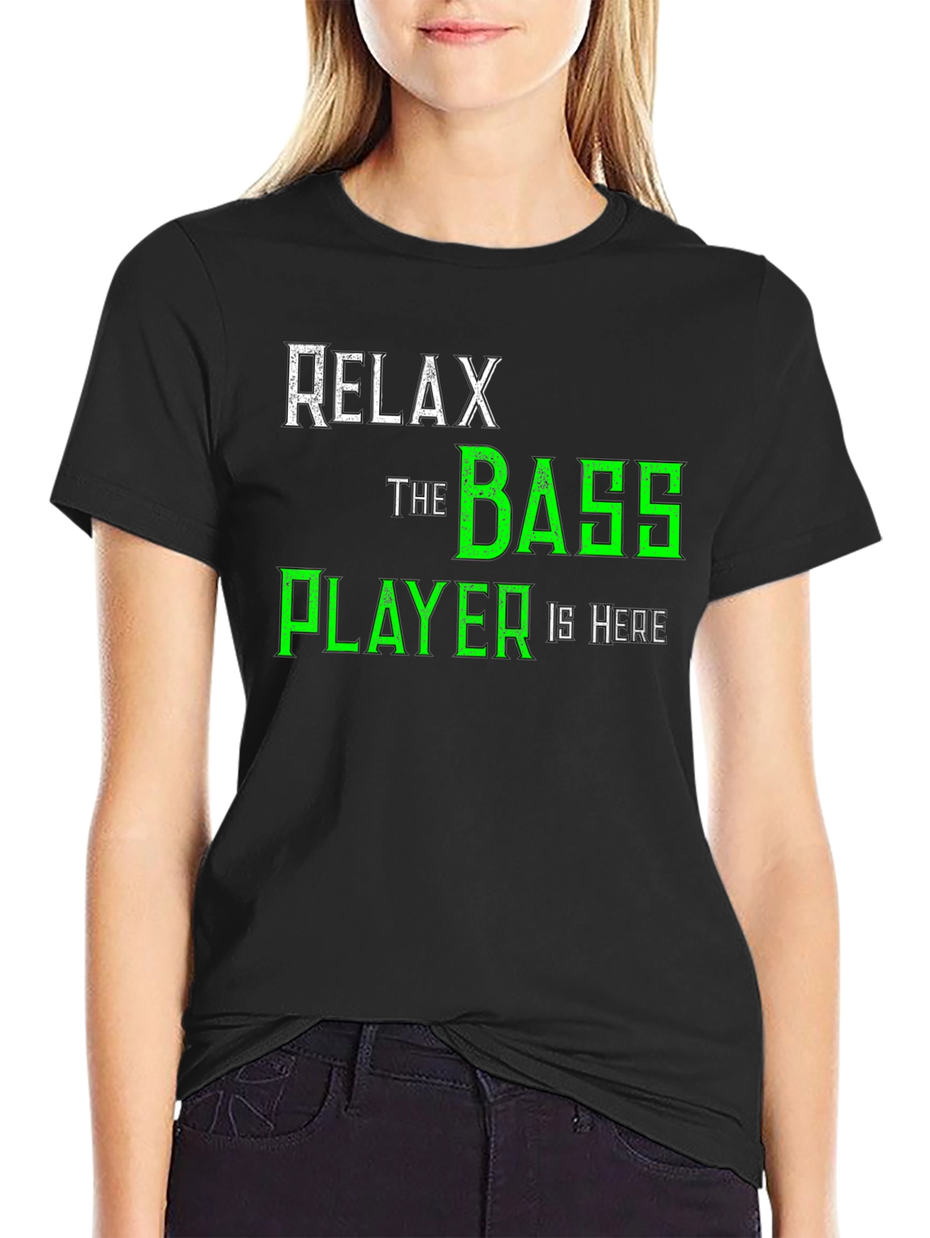 Black Relax The Bass Player Is Here T-Shirt - Music Lover Tee view 2