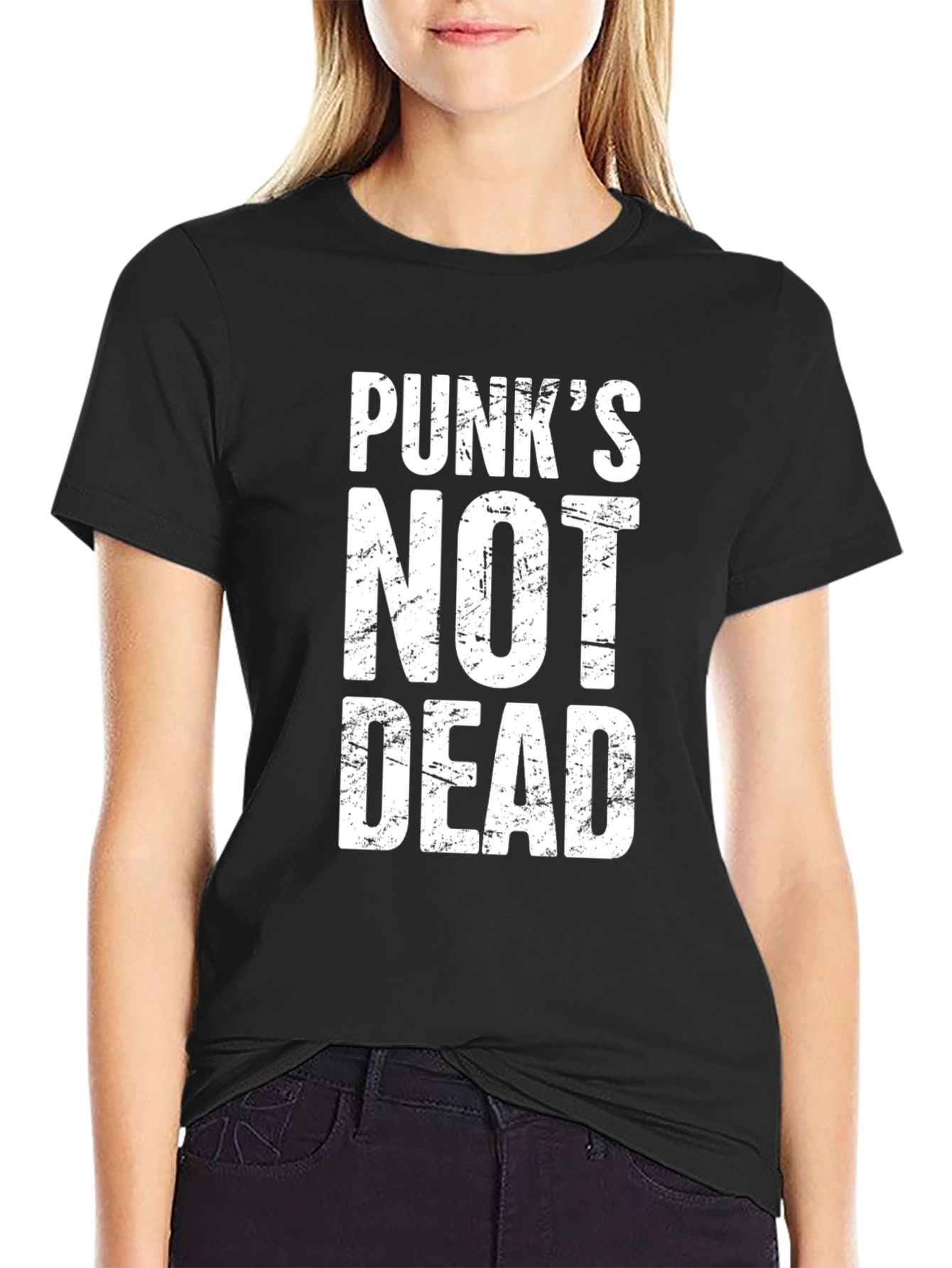 Black Punk's Not Dead Graphic T-Shirt - Black view 2