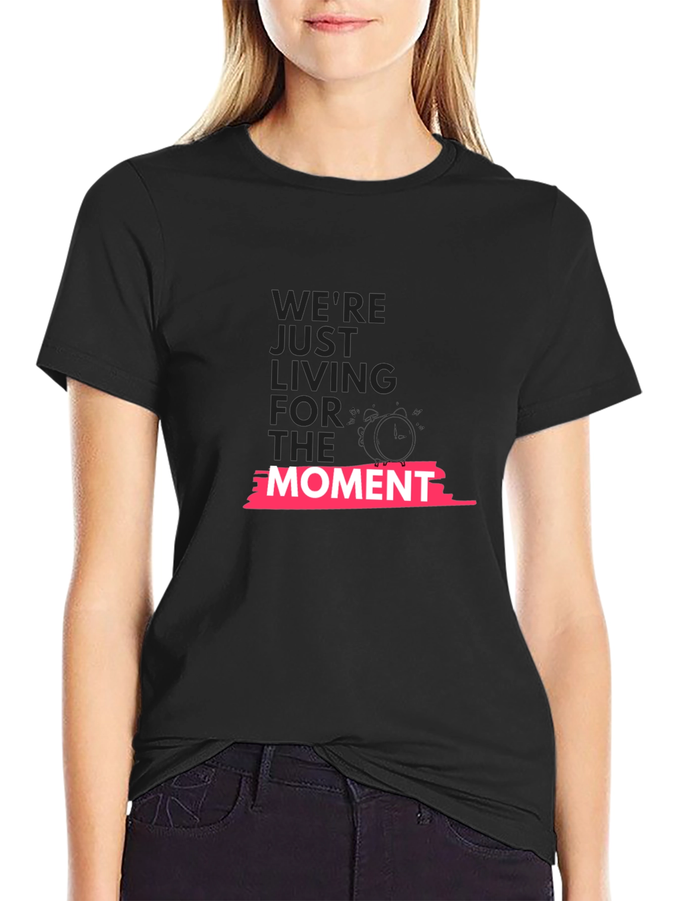 Black Live in the Moment Graphic Tee - Black Cotton Blend view 2