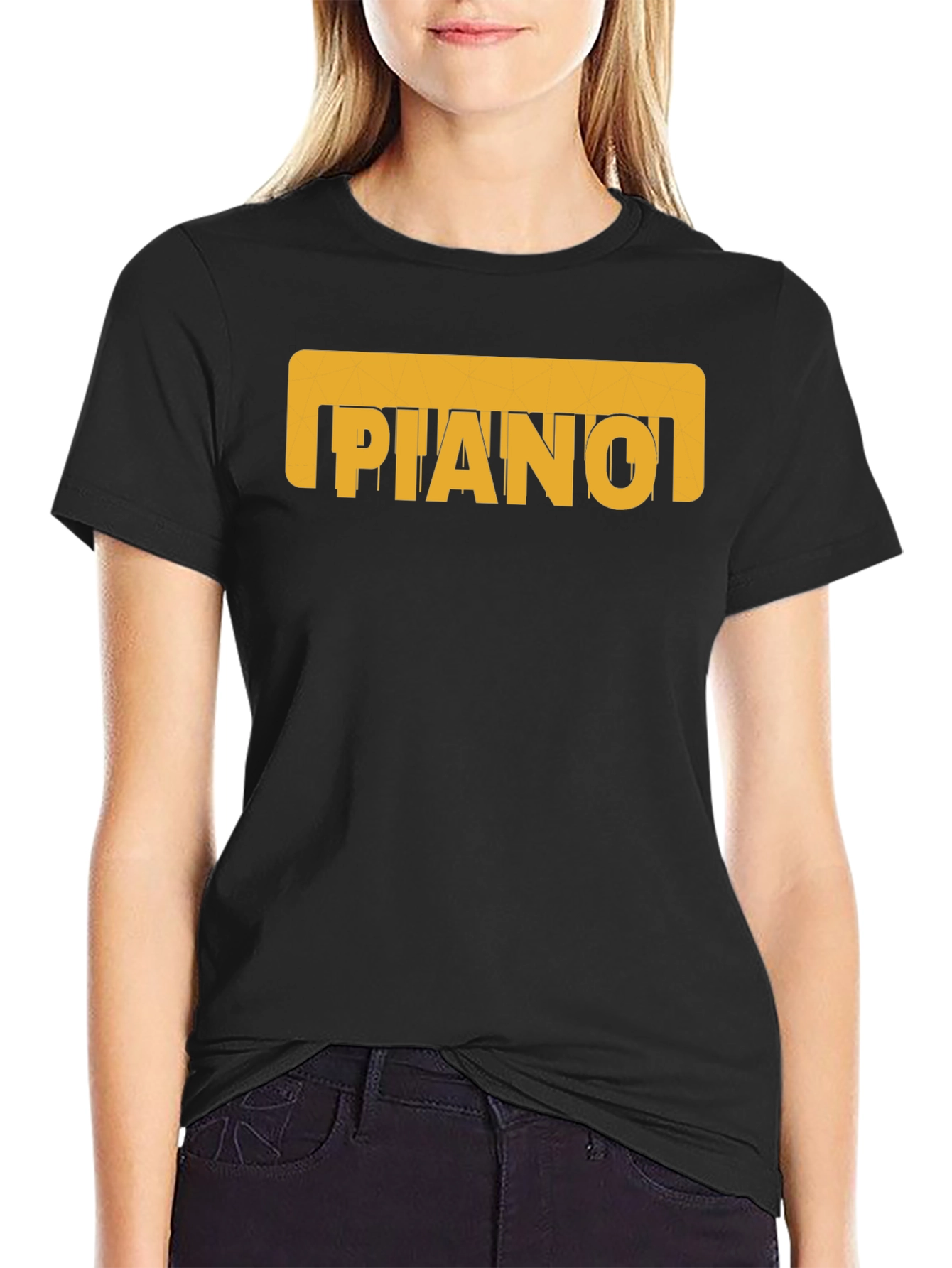 Black Piano Graphic Tee - Black Cotton Blend Comfort view 2