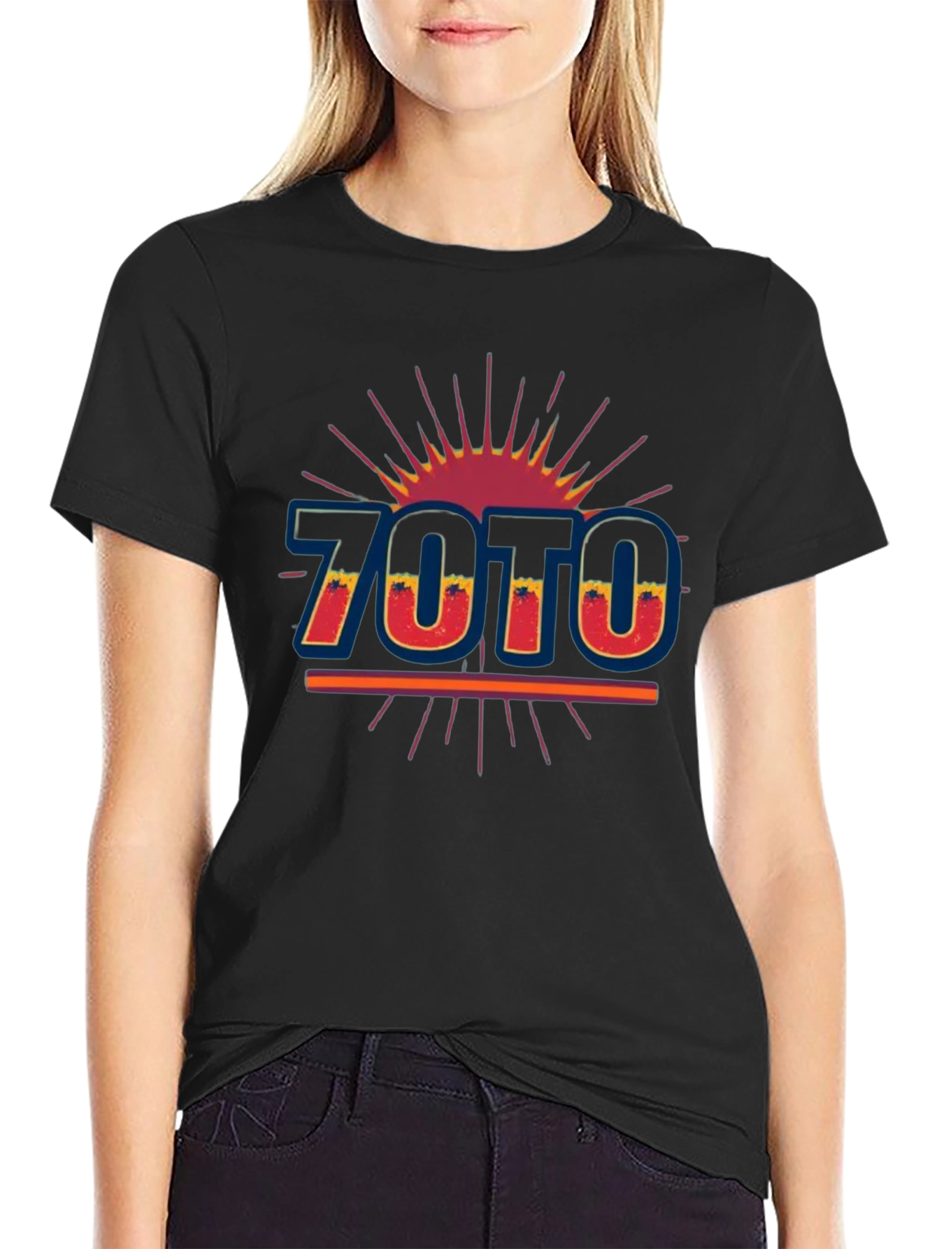Black Retro 7070 Graphic Tee - Vintage Style T-Shirt view 2