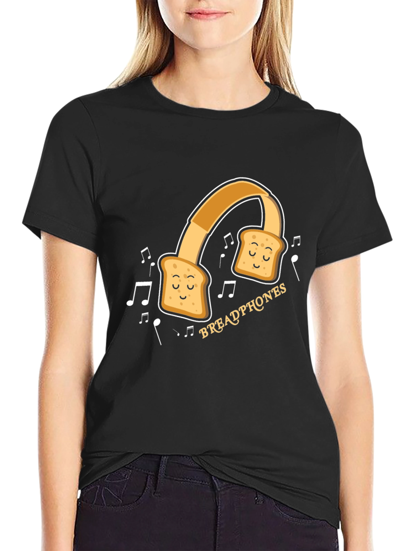 Black Breadphones Graphic T-Shirt: Music & Humor in Style view 2