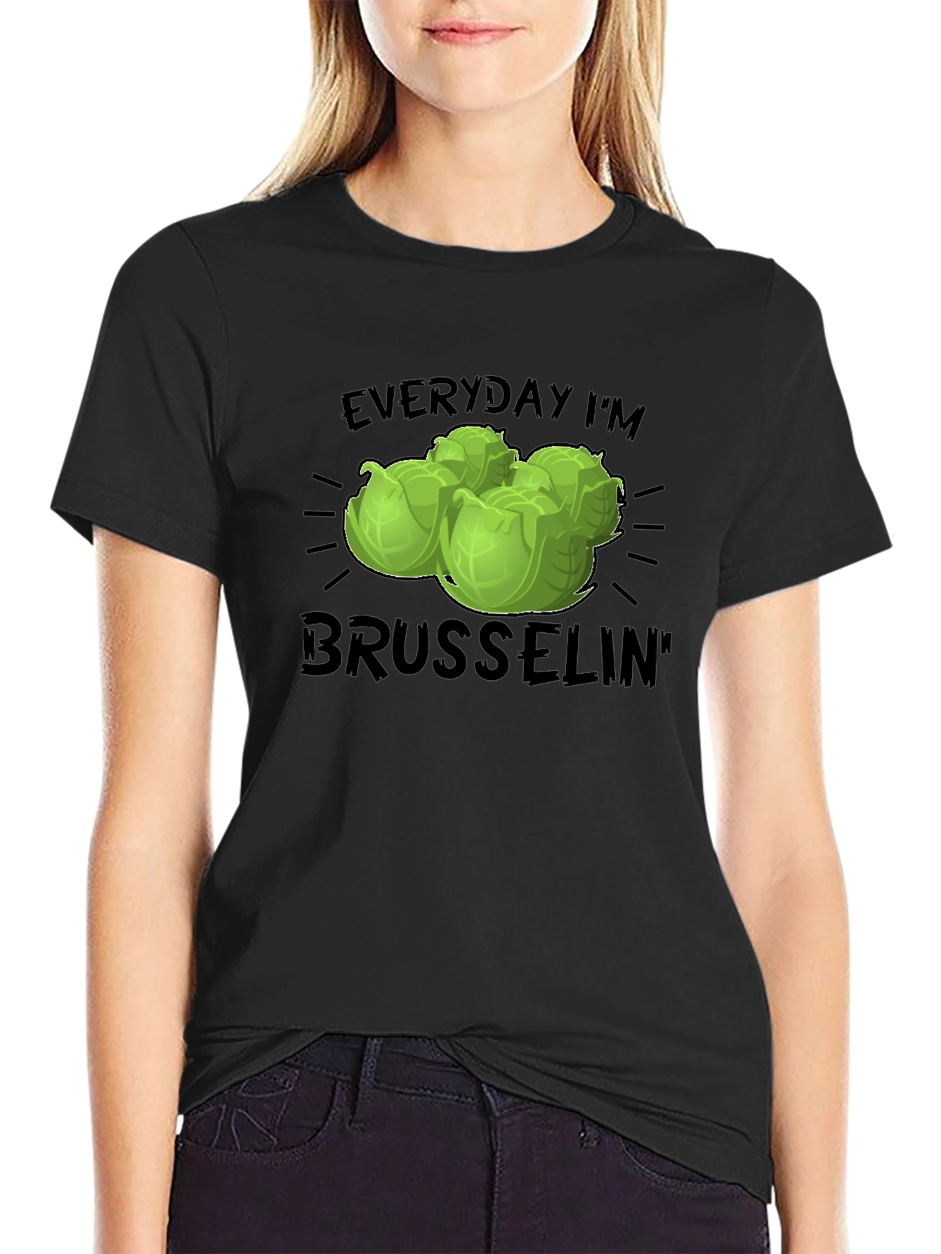 Black Everyday I'm Brussels Sprouts T-Shirt view 2